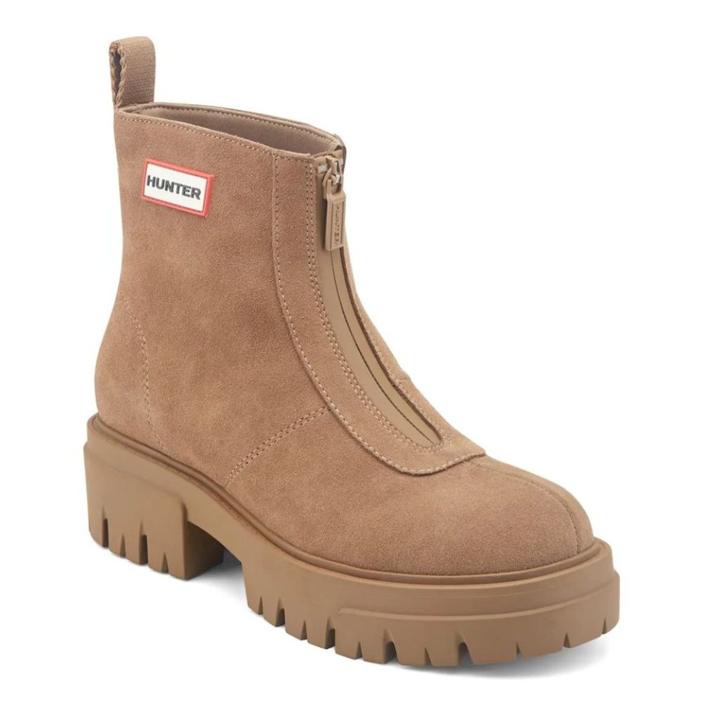 Hunter Women's Gemma Waterproof Suede Boots in Medium Brown Suede