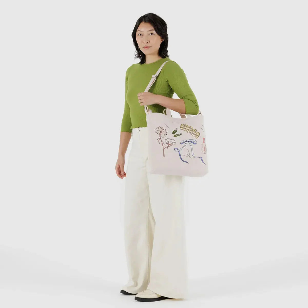 Baggu Horizontal Zip Duck Bag in Embroidered Get Ready With Me