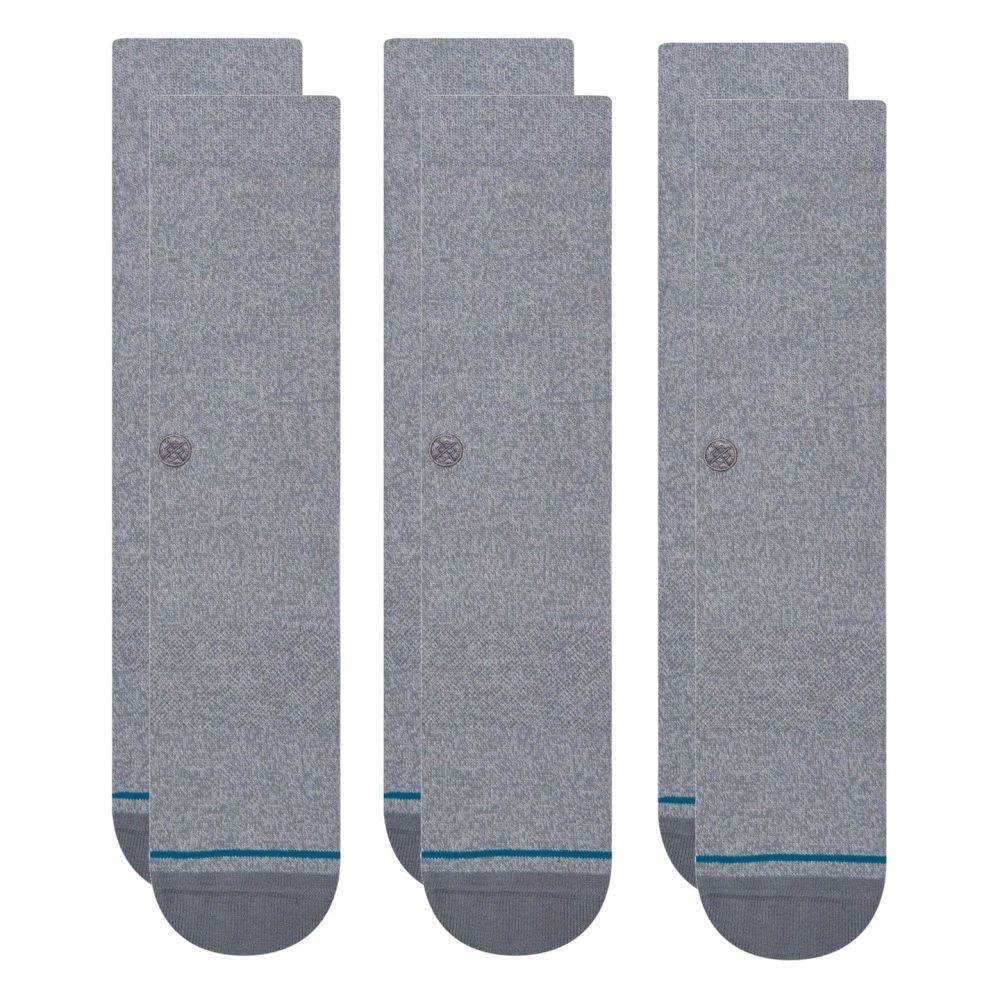 Stance Icon Crew Socks 3 Pack in Grey Heather