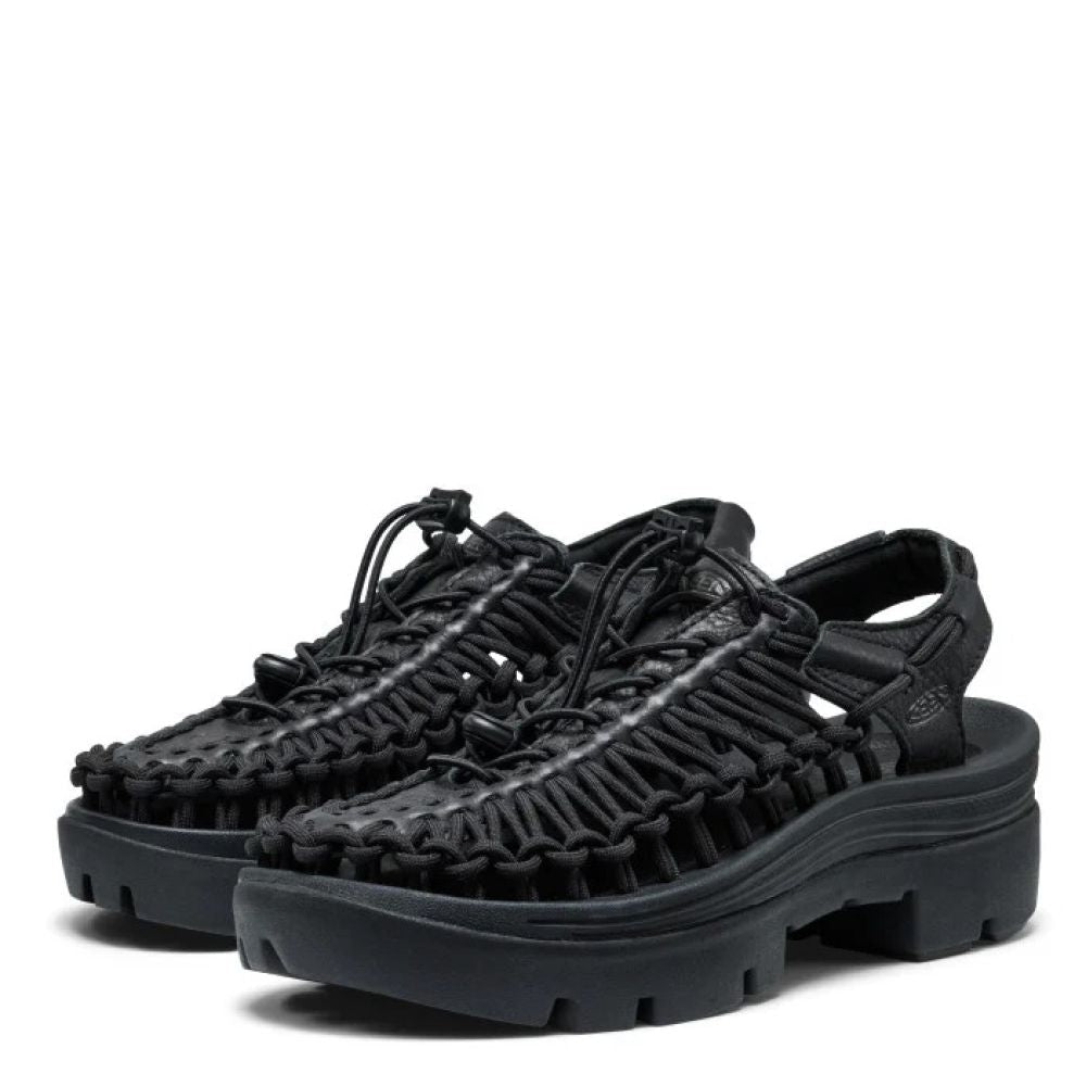 Keen Unisex Uneek PLT in Black Smooth Leather - Getoutside Shoes