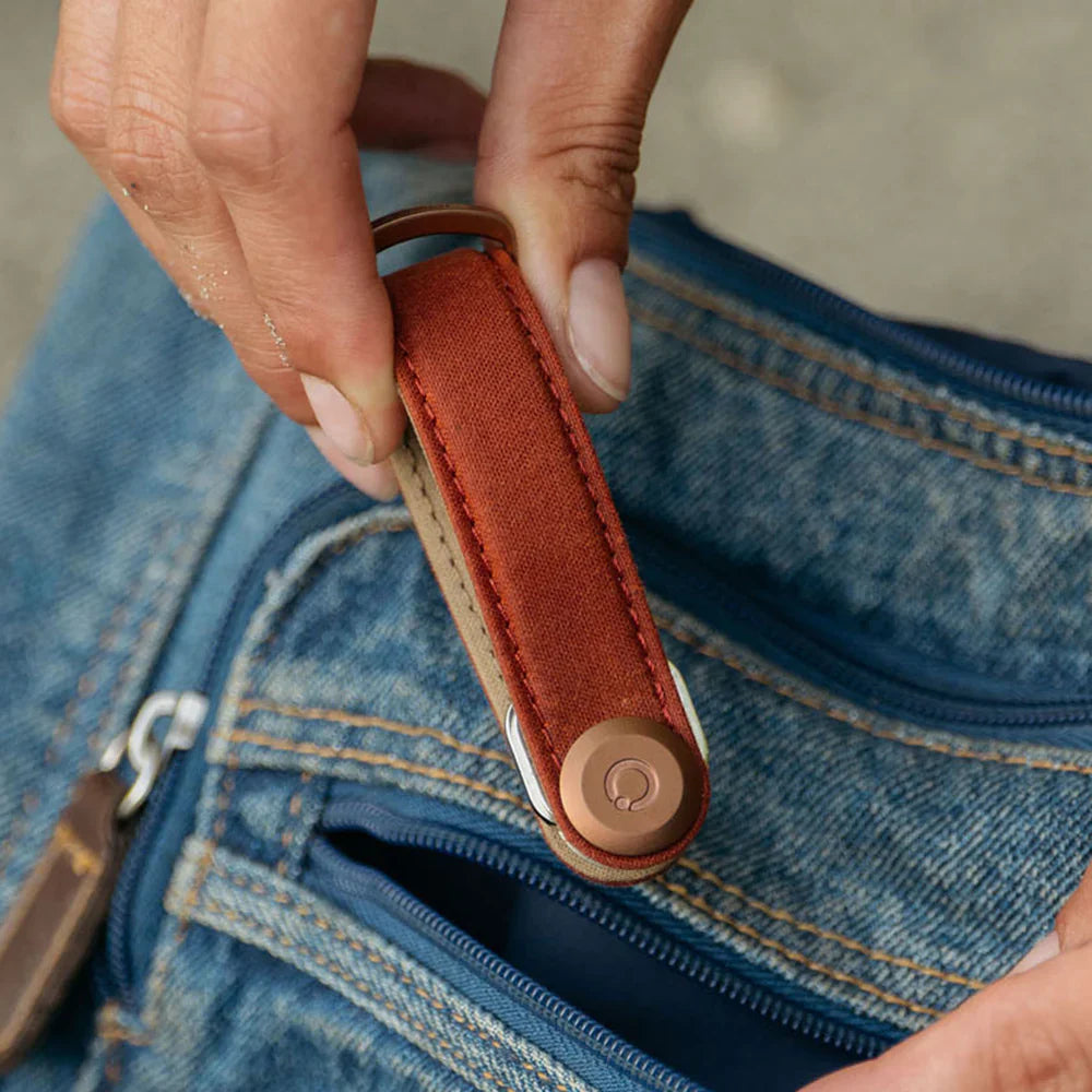Orbitkey Key Organiser Waxed Canvas in Brick Red