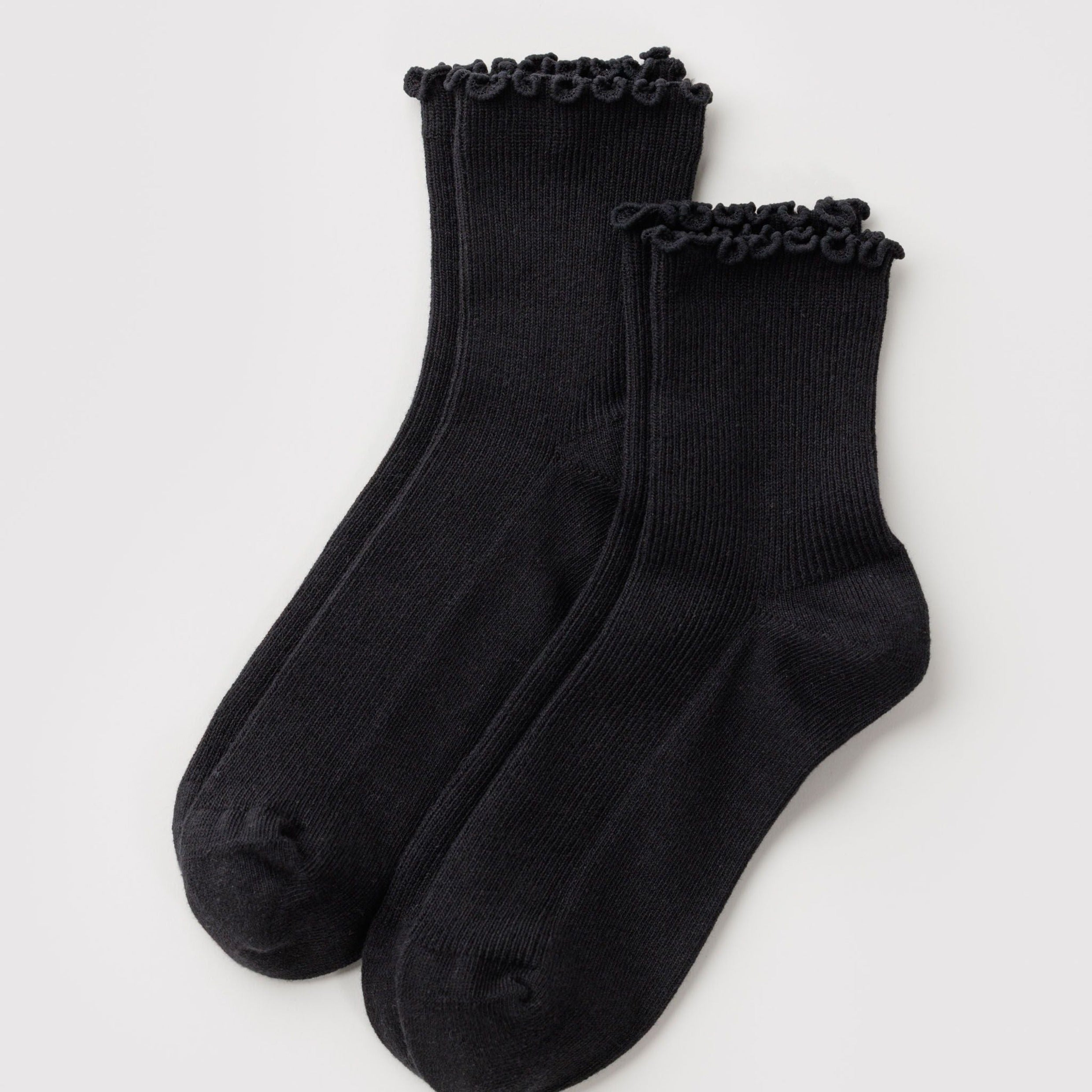 Baggu Lettuce Edge Sock Set of 2 in Black
