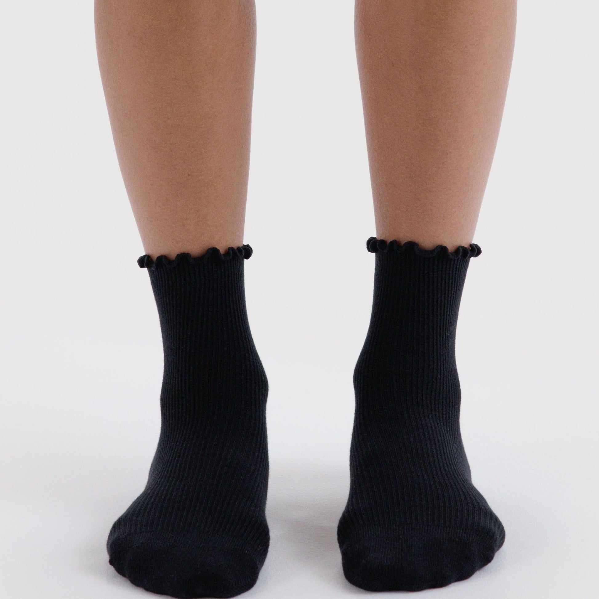 Baggu Lettuce Edge Sock Set of 2 in Black