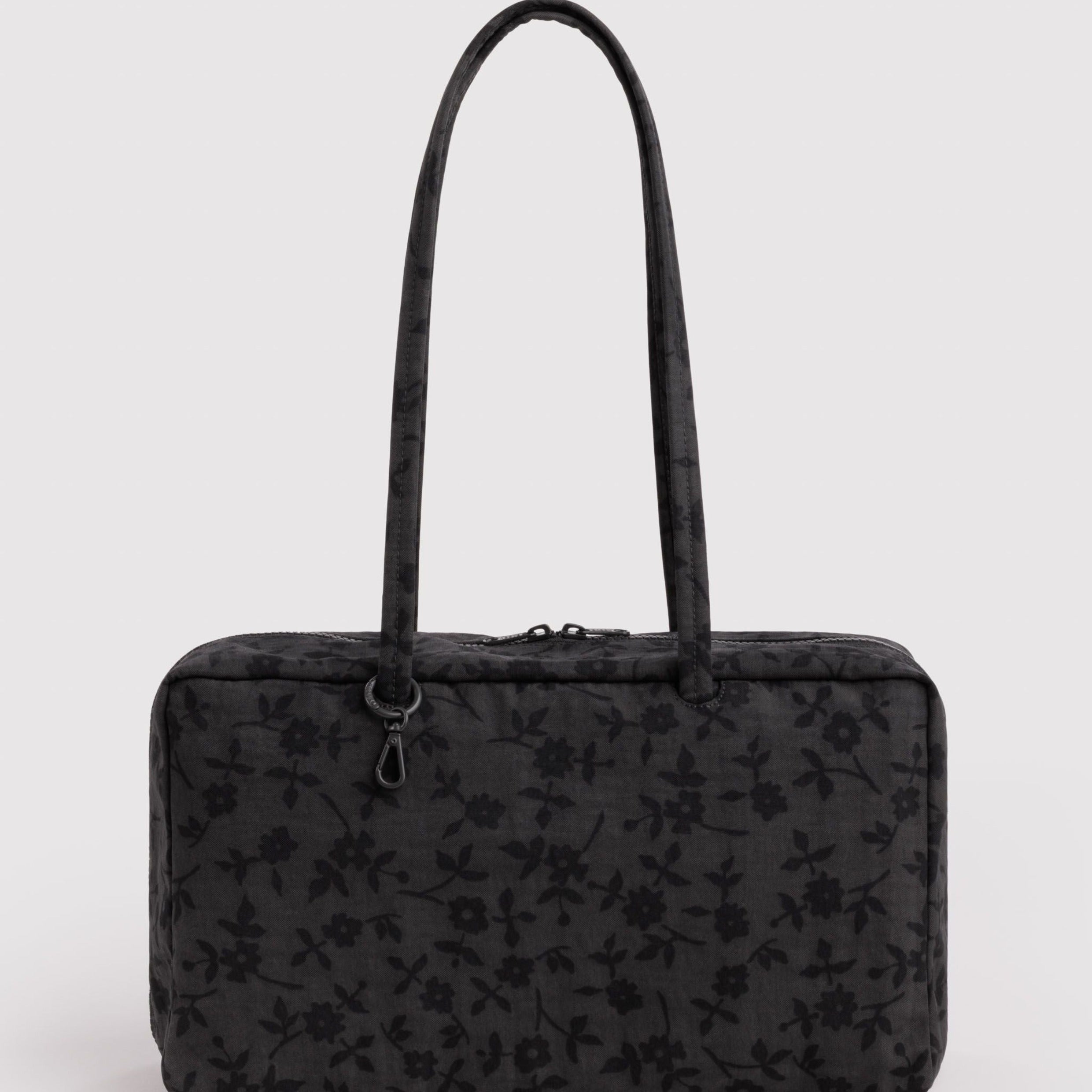 Baggu Medium Nylon Bowler Bag in Charcoal Ditsy Floral