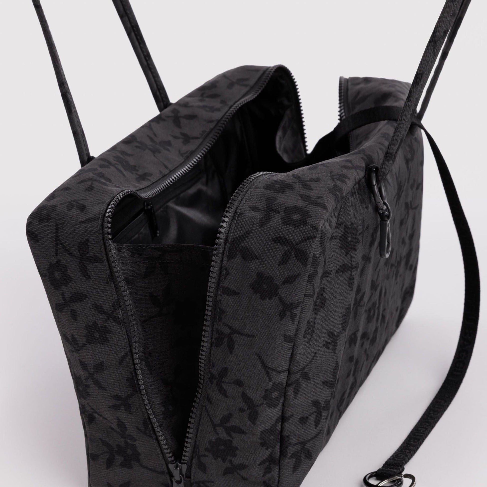 Baggu Medium Nylon Bowler Bag in Charcoal Ditsy Floral