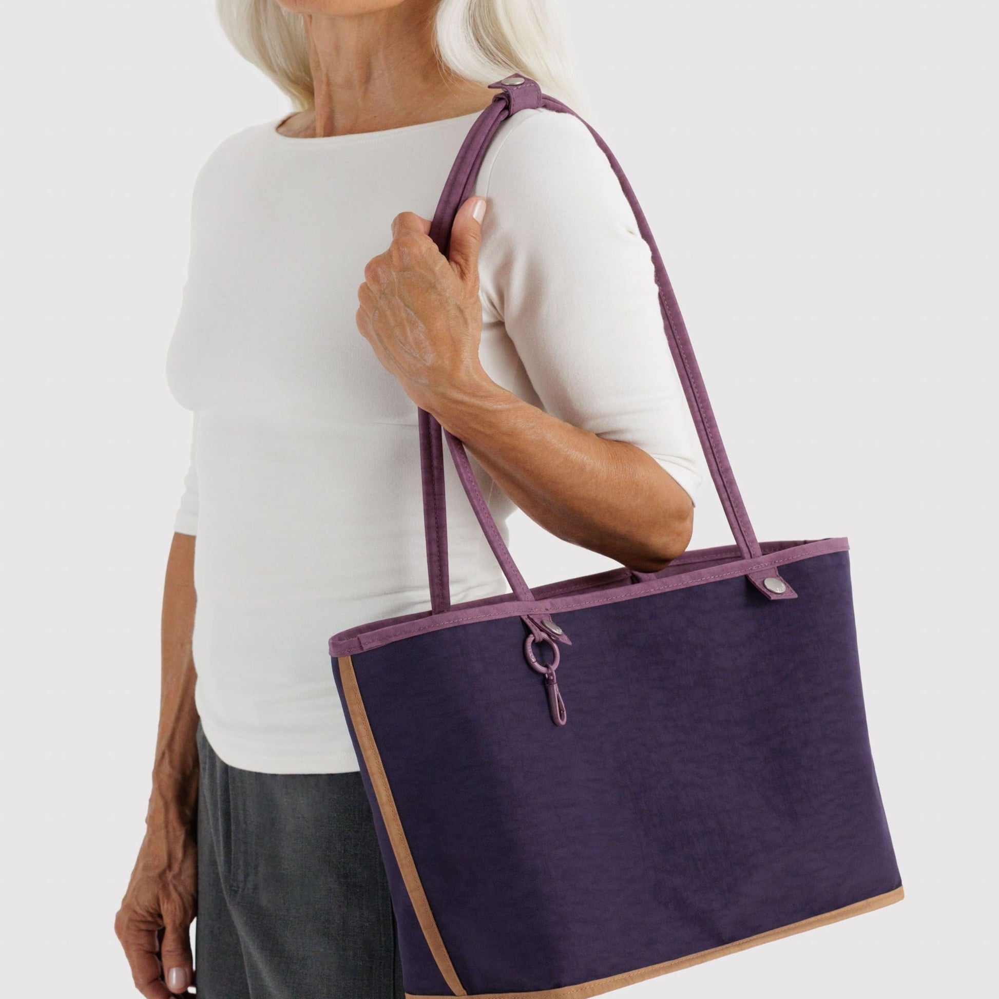 Baggu Medium Nylon Reversible Tote in Wild Plum Mix
