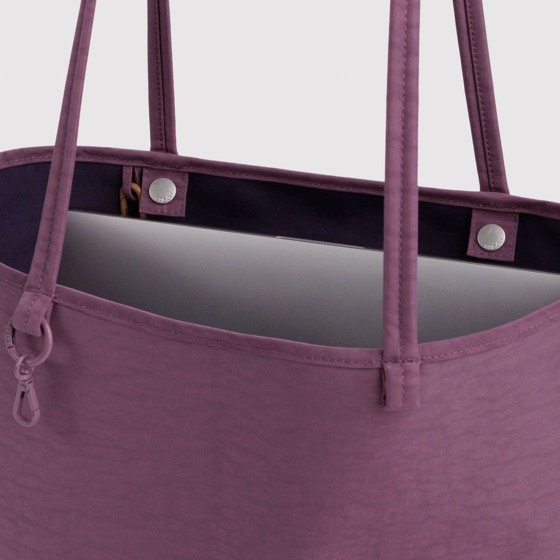 Baggu Medium Nylon Reversible Tote in Wild Plum Mix