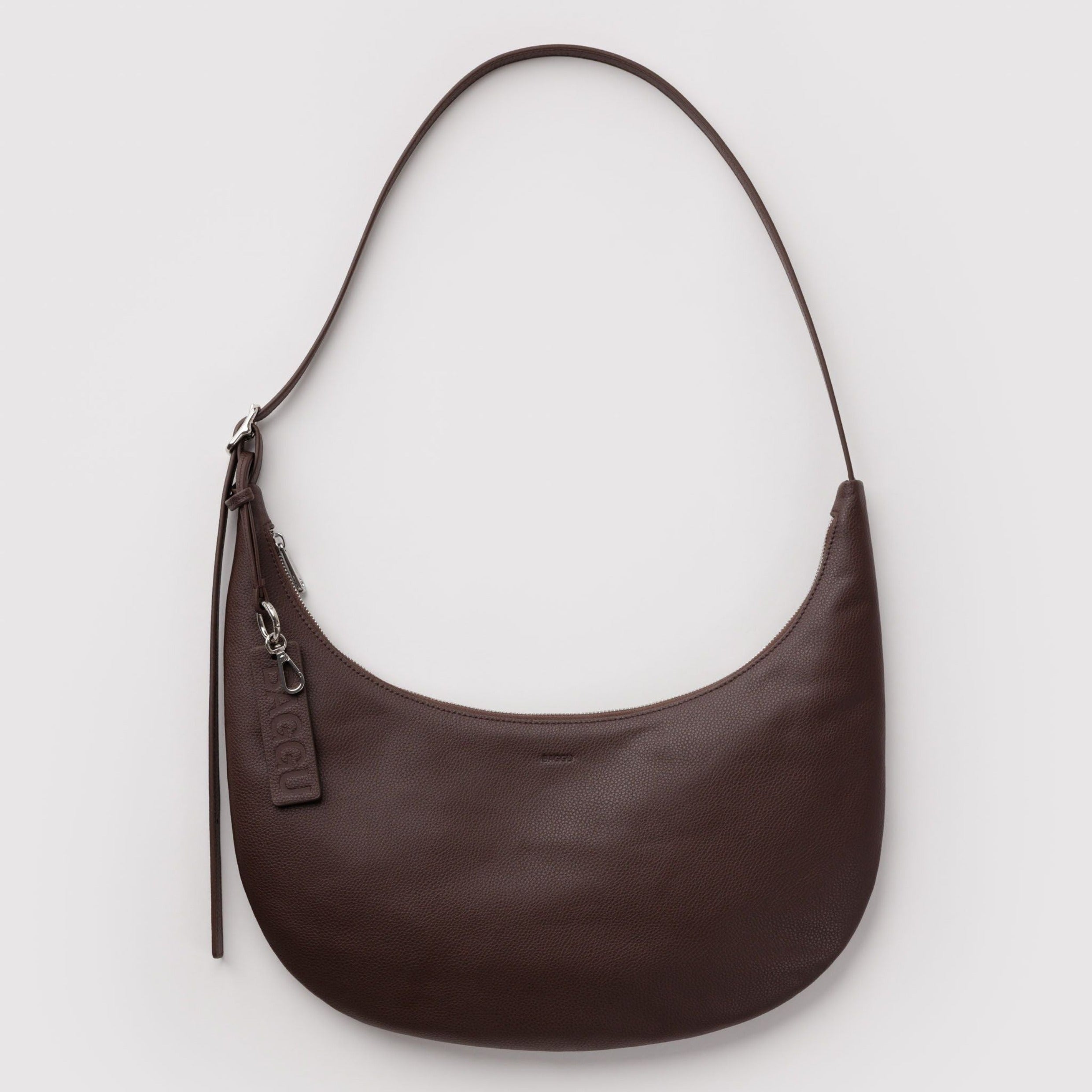 Baggu Medium Recycled Leather Flat Crescent in Brown