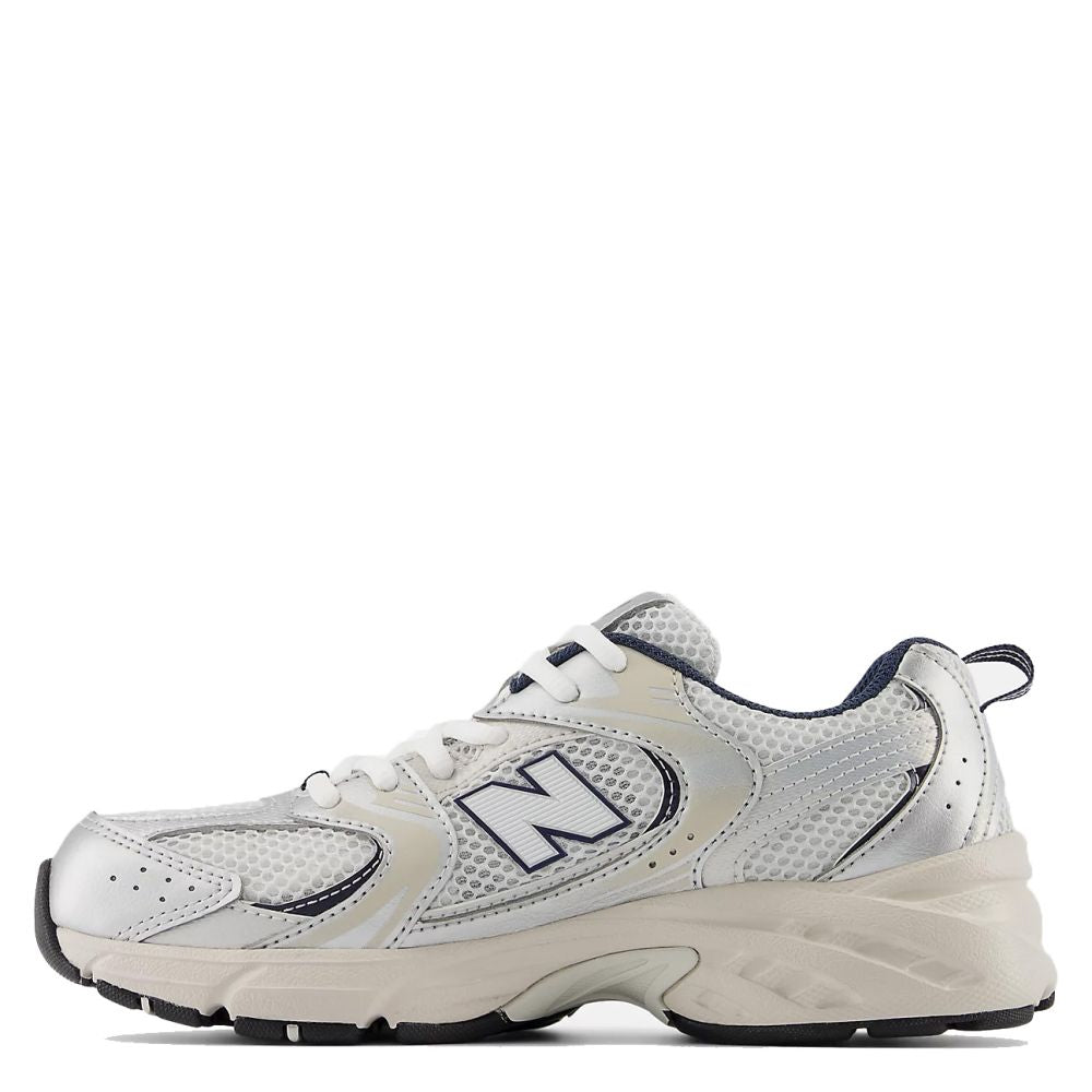 New Balance Youth 530 in Summer Fog with Nimbus Cloud and NB Navy
