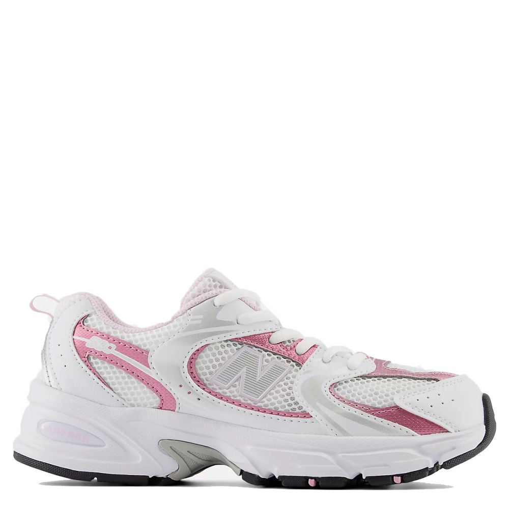 New Balance Youth 530 in White with Pink Sugar
