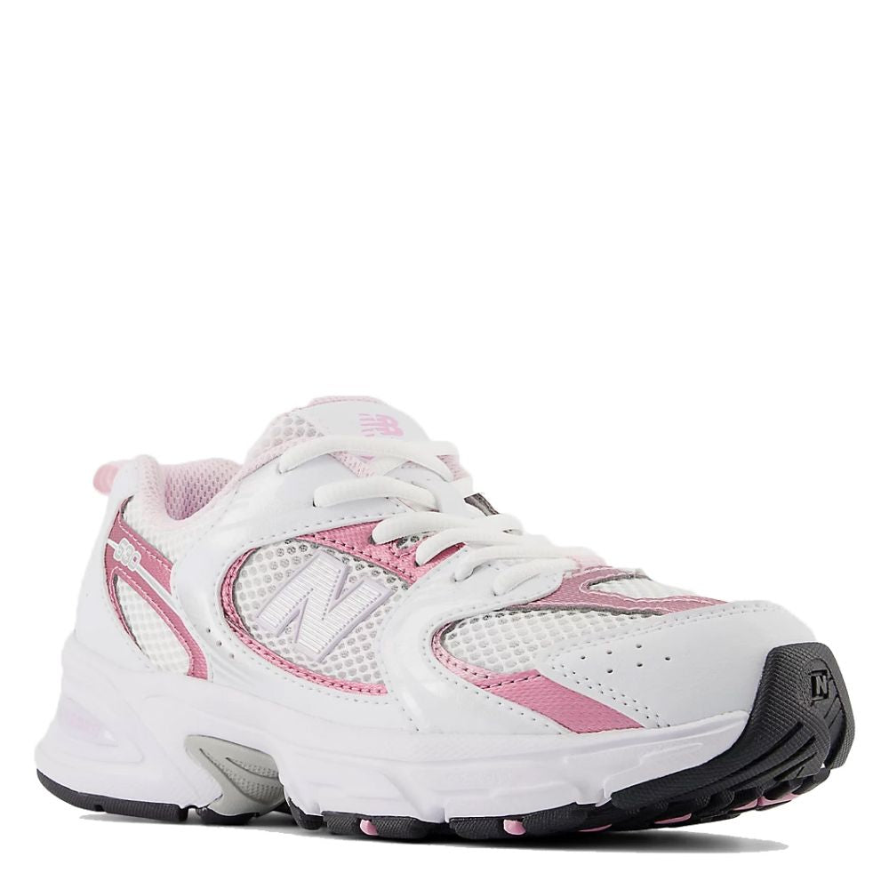 New Balance Youth 530 in White with Pink Sugar