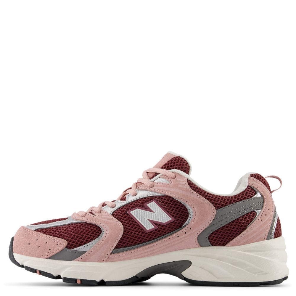 New Balance Women&#39;s 530 in Pink Moon with Washed Burgundy, Harbor Grey and Macadamia Nut