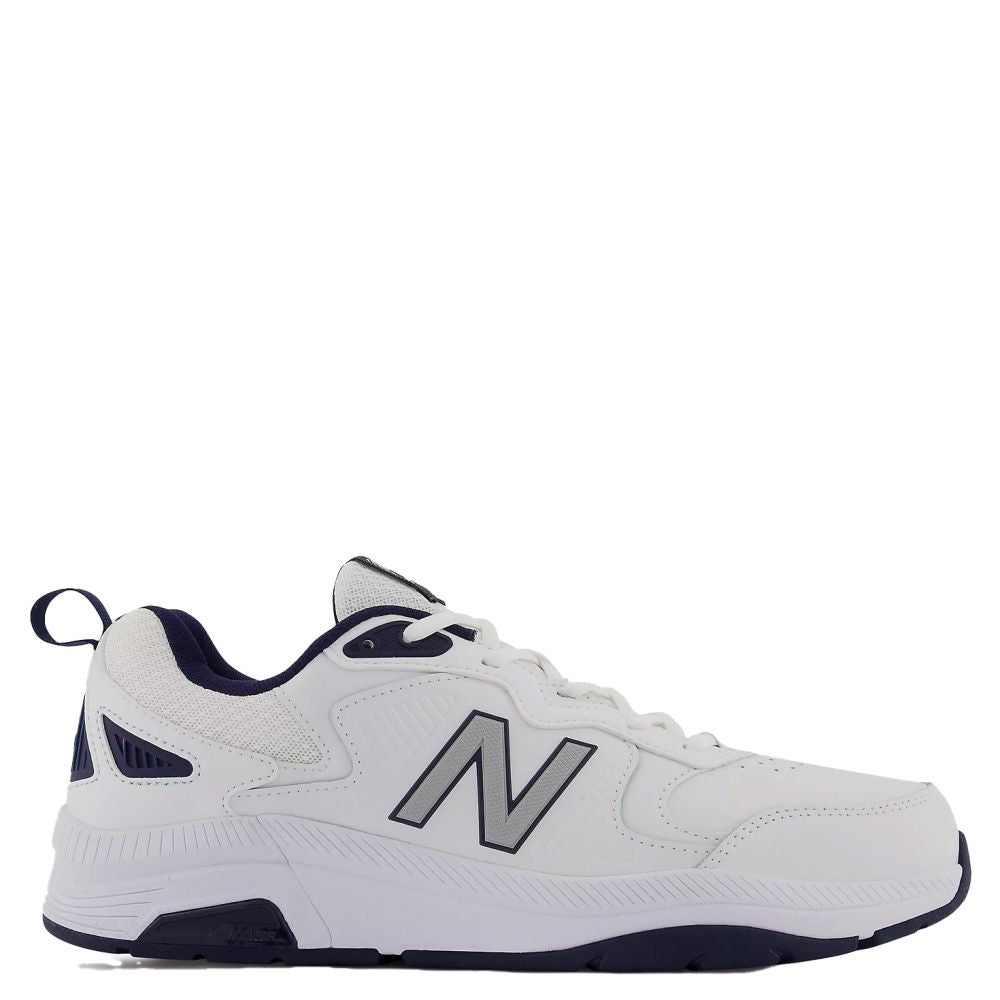 New Balance Men&#39;s MX857V3 in White with Navy and Rain Cloud