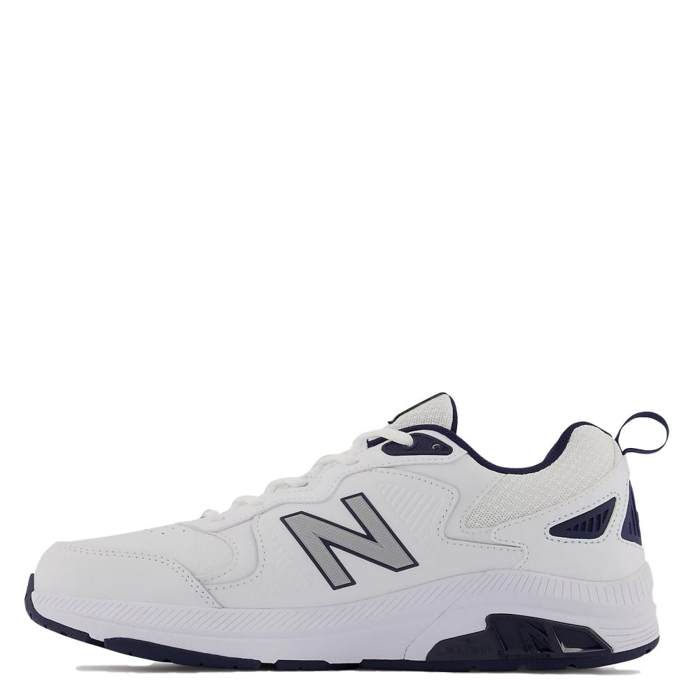 New Balance Men&#39;s MX857V3 in White with Navy and Rain Cloud