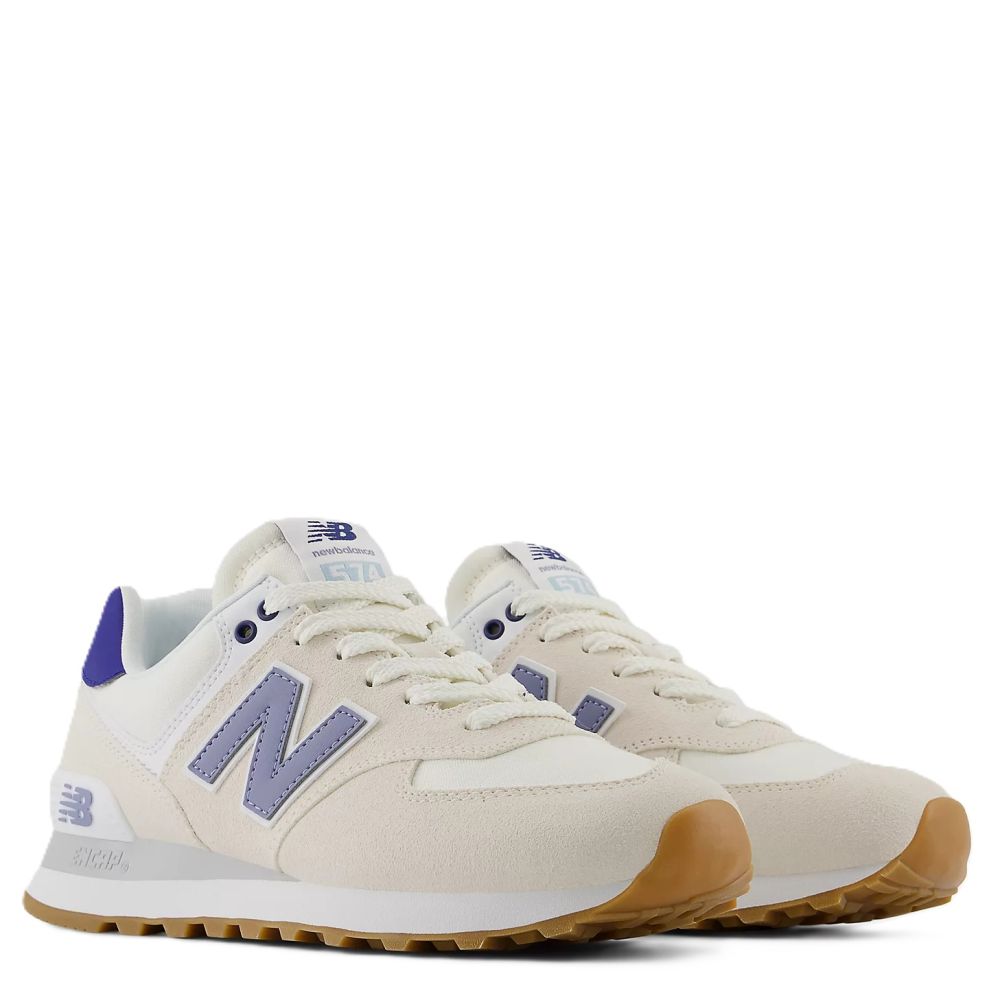 New Balance Women's 574 in Linen with Indigo