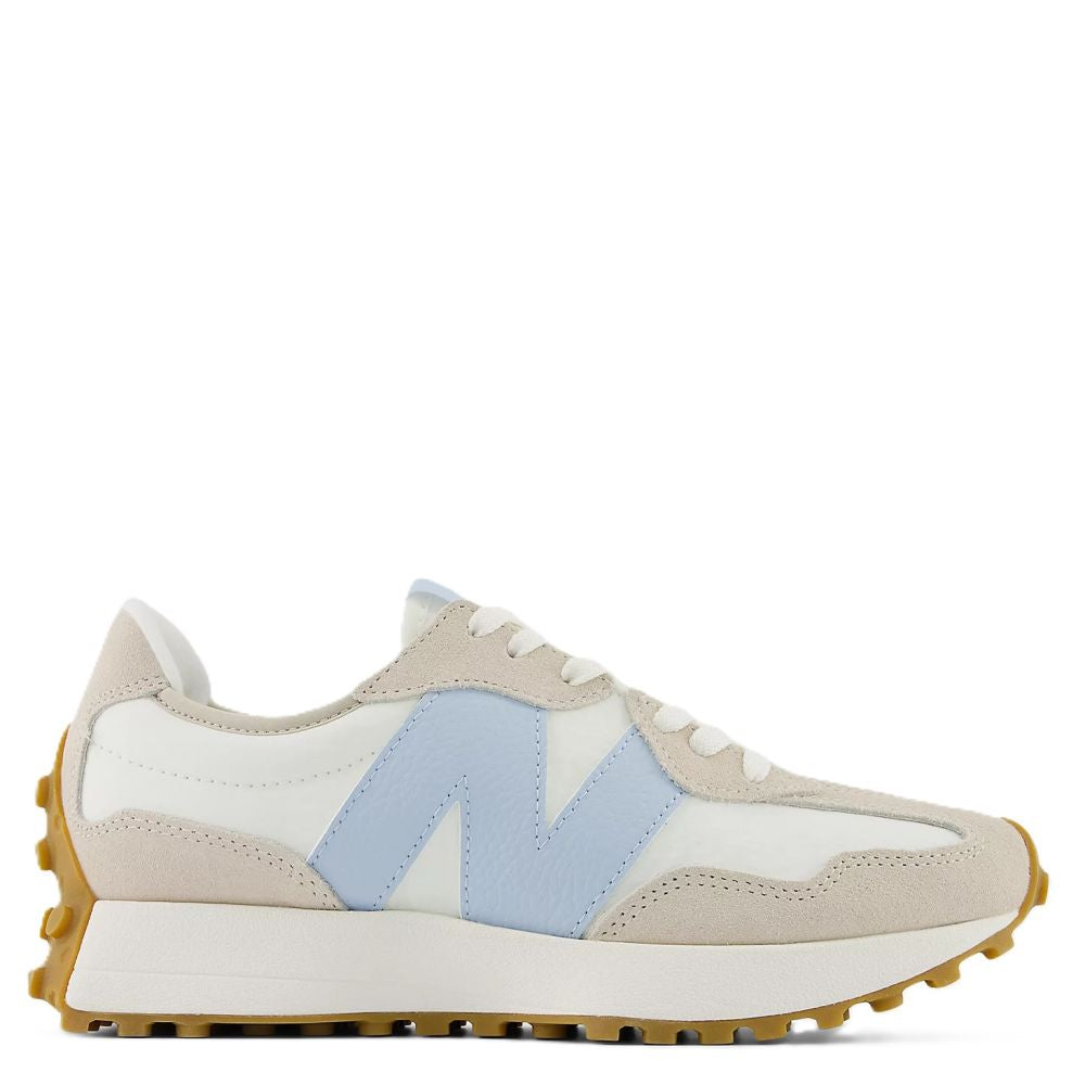 New Balance Women's 327 in Timberwolf with Sea Salt and Light Chrome Blue
