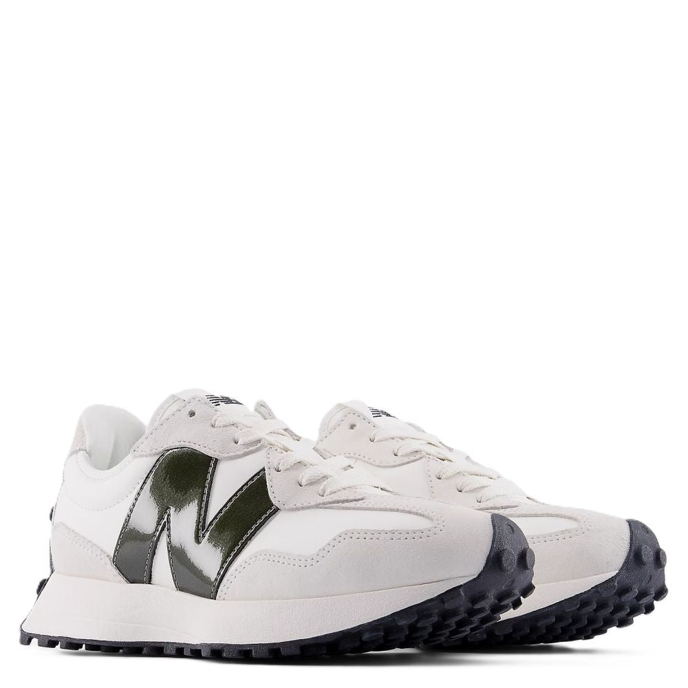 New Balance Women's 327 in Sea Salt with Dark Olivine