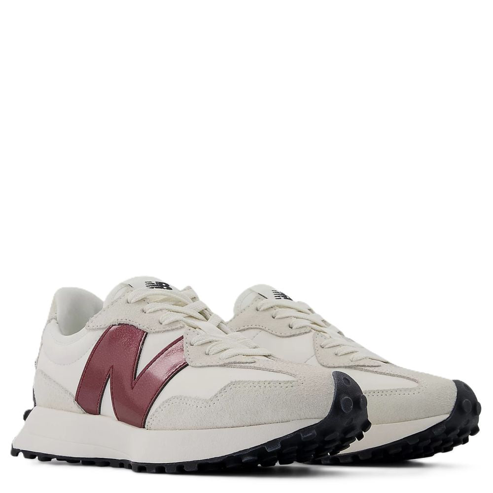 New Balance Women's 327 in Sea Salt with Monarch Burgundy