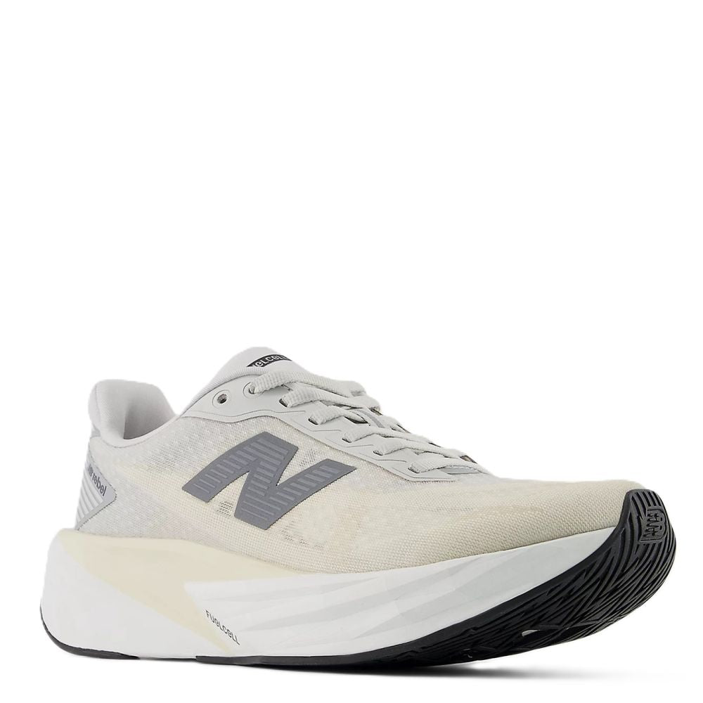 New Balance Women's FuelCell Rebel v5 in Linen with Grey Matter and White