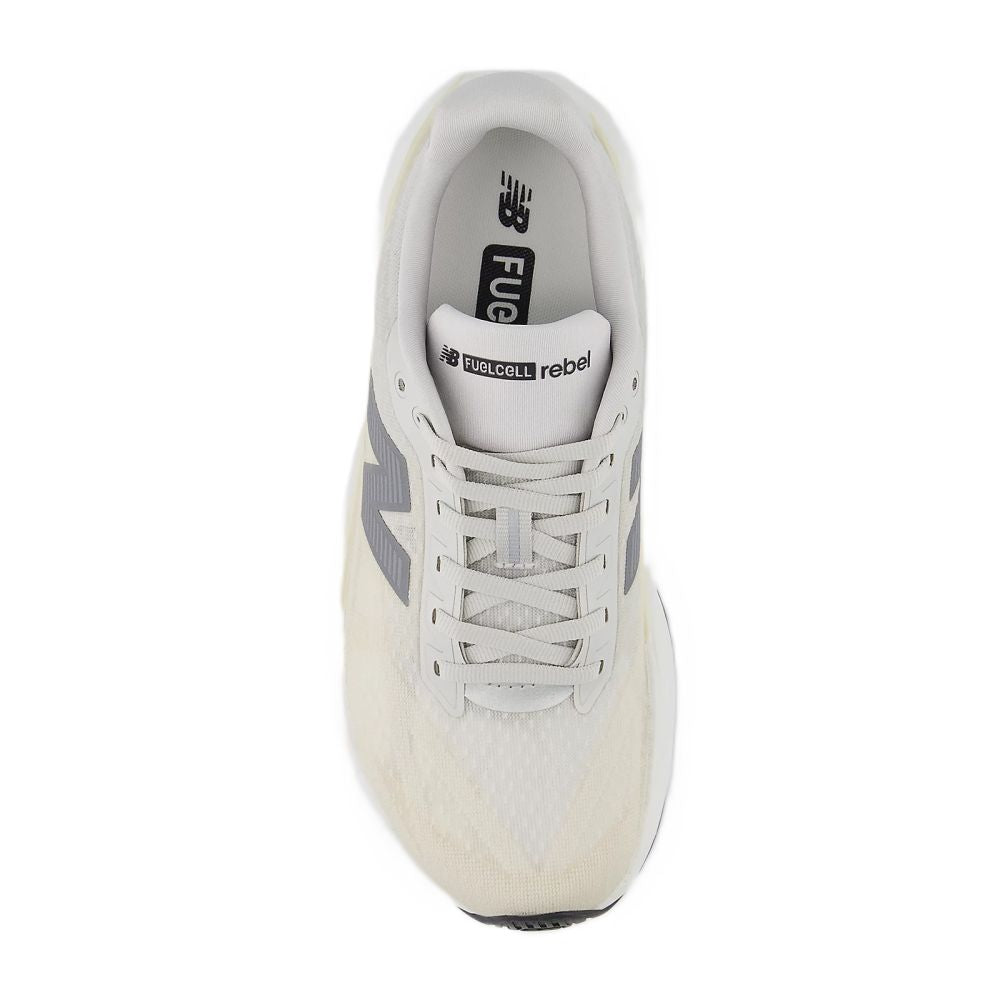New Balance Women's FuelCell Rebel v5 in Linen with Grey Matter and White