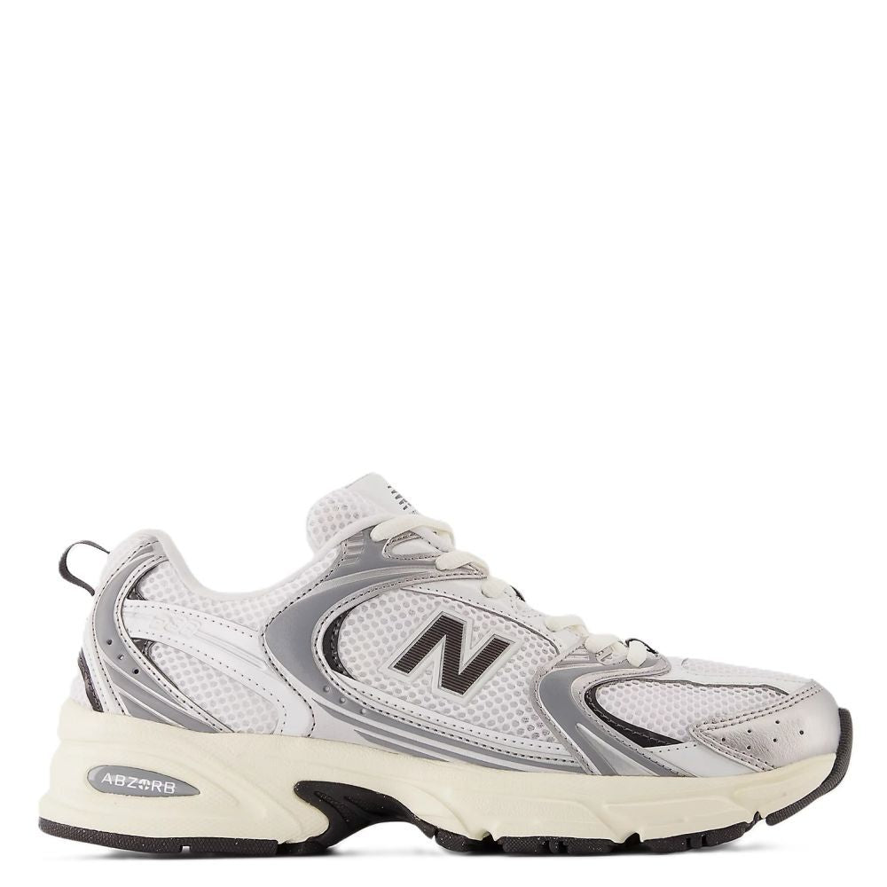 New Balance Women's 530 in Silver Metallic with Black Cement