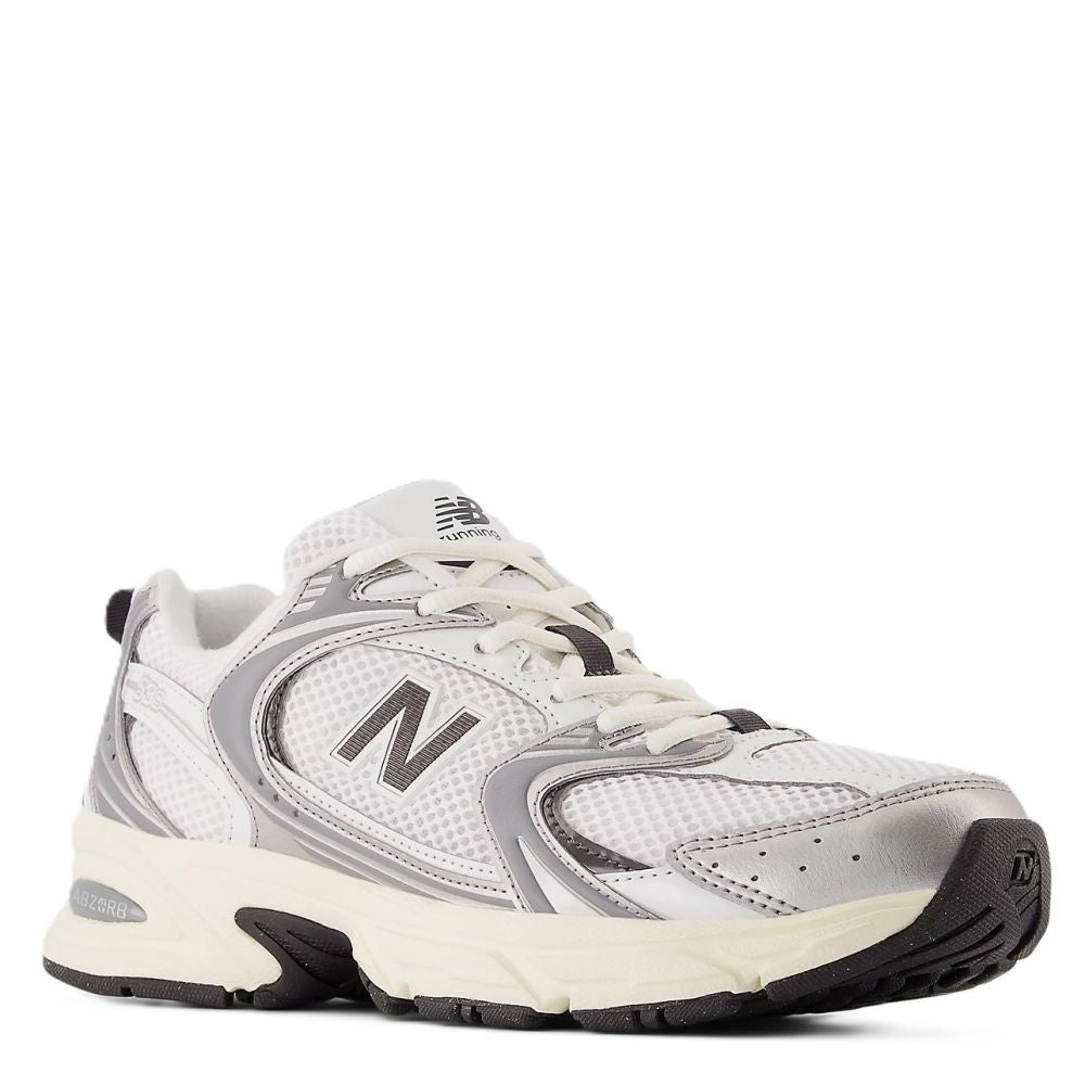 New Balance Women's 530 in Silver Metallic with Black Cement