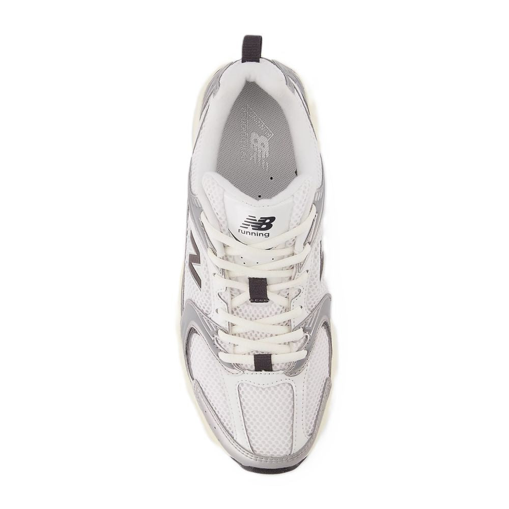 New Balance Women's 530 in Silver Metallic with Black Cement
