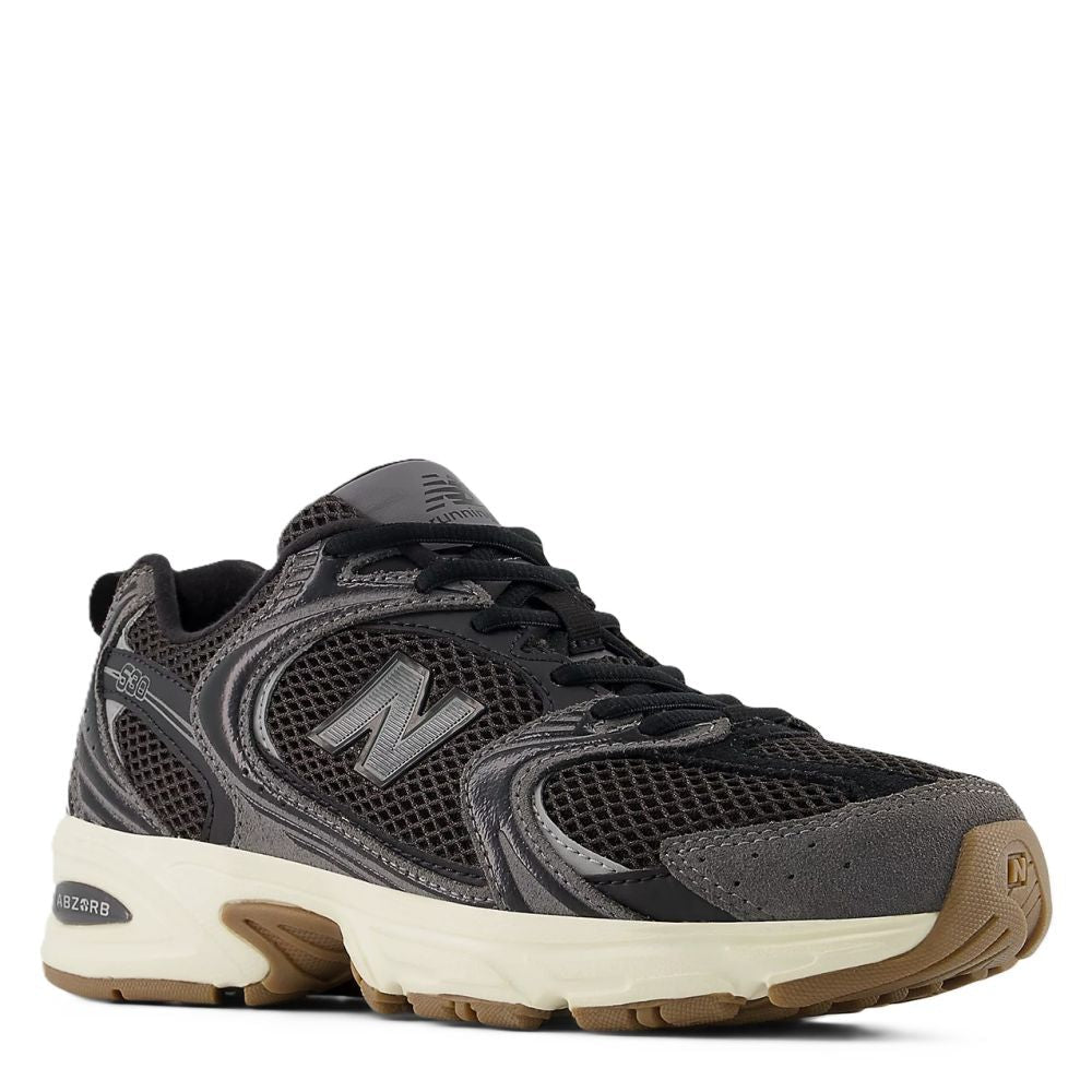 New Balance 530 in Black with Castlerock - Getoutside Shoes