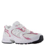 New Balance 530 in White with Pink Sugar and Silver Metallic