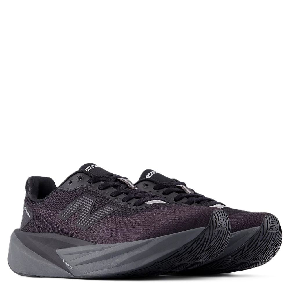 New Balance Women's FuelCell Rebel v5 in Black with Castlerock and Black Cement - Getoutside Shoes