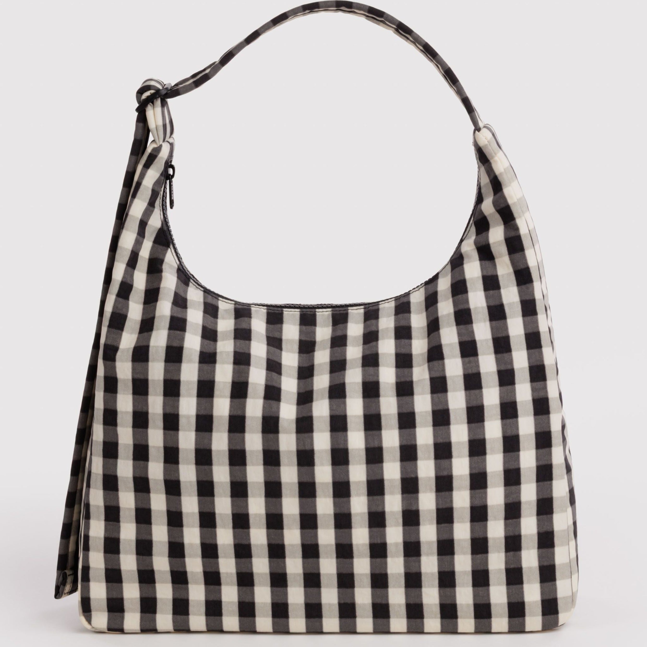 Baggu Nylon Shoulder Bag in Black And Cream Gingham