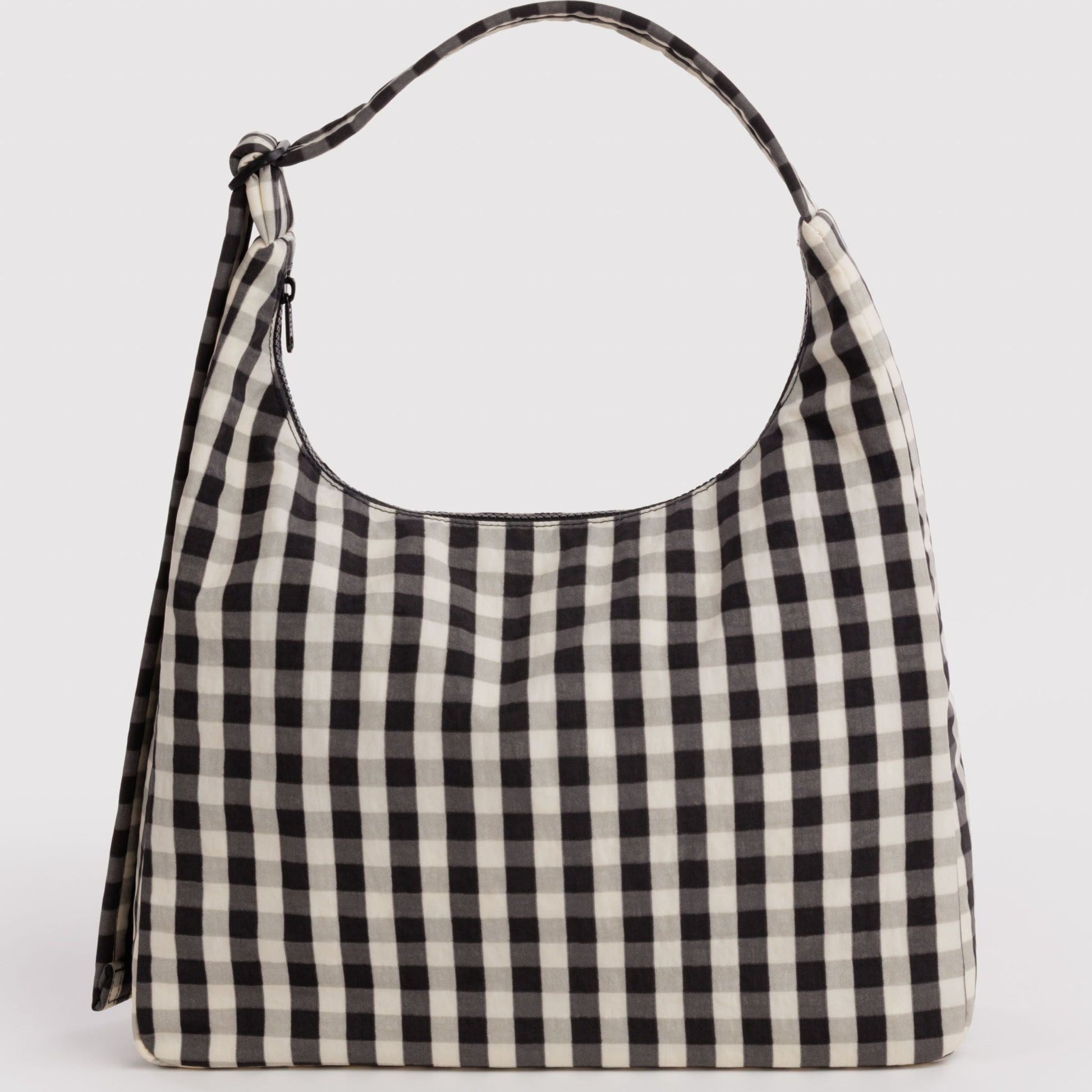 Baggu Nylon Shoulder Bag in Black And Cream Gingham