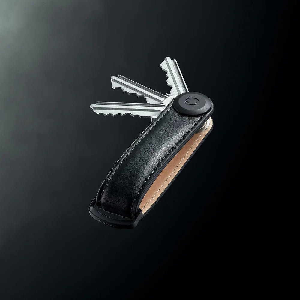 Orbitkey Key Organiser Leather in Black with Black Stitching - Getoutside Shoes