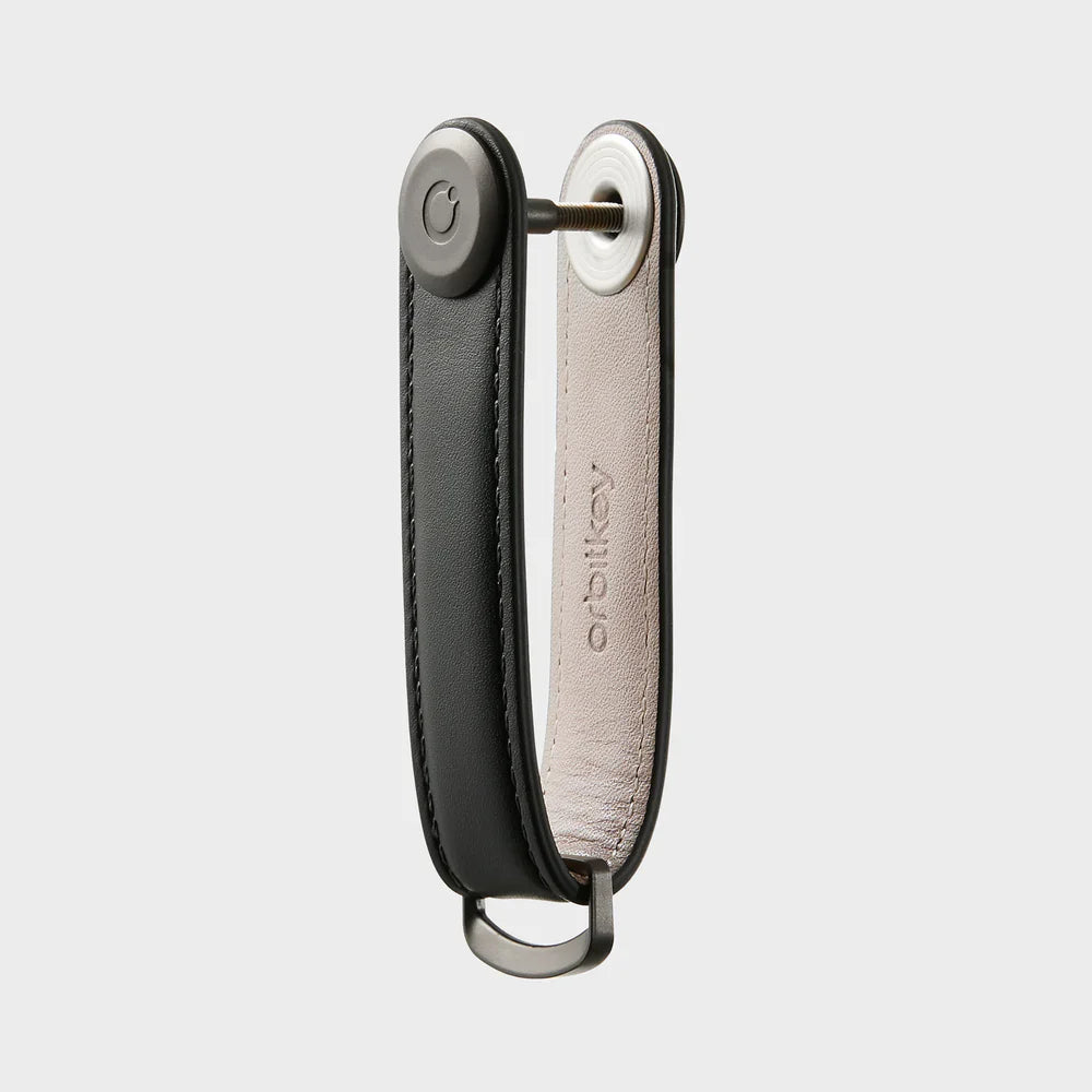 Orbitkey Key Organiser Leather in Black with Black Stitching