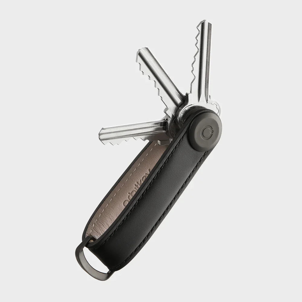 Orbitkey Key Organiser Leather in Black with Black Stitching
