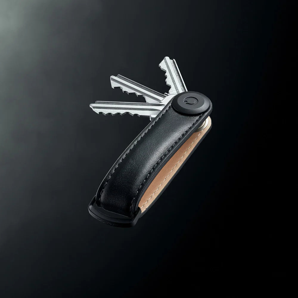 Orbitkey Key Organiser Leather in Black with Black Stitching