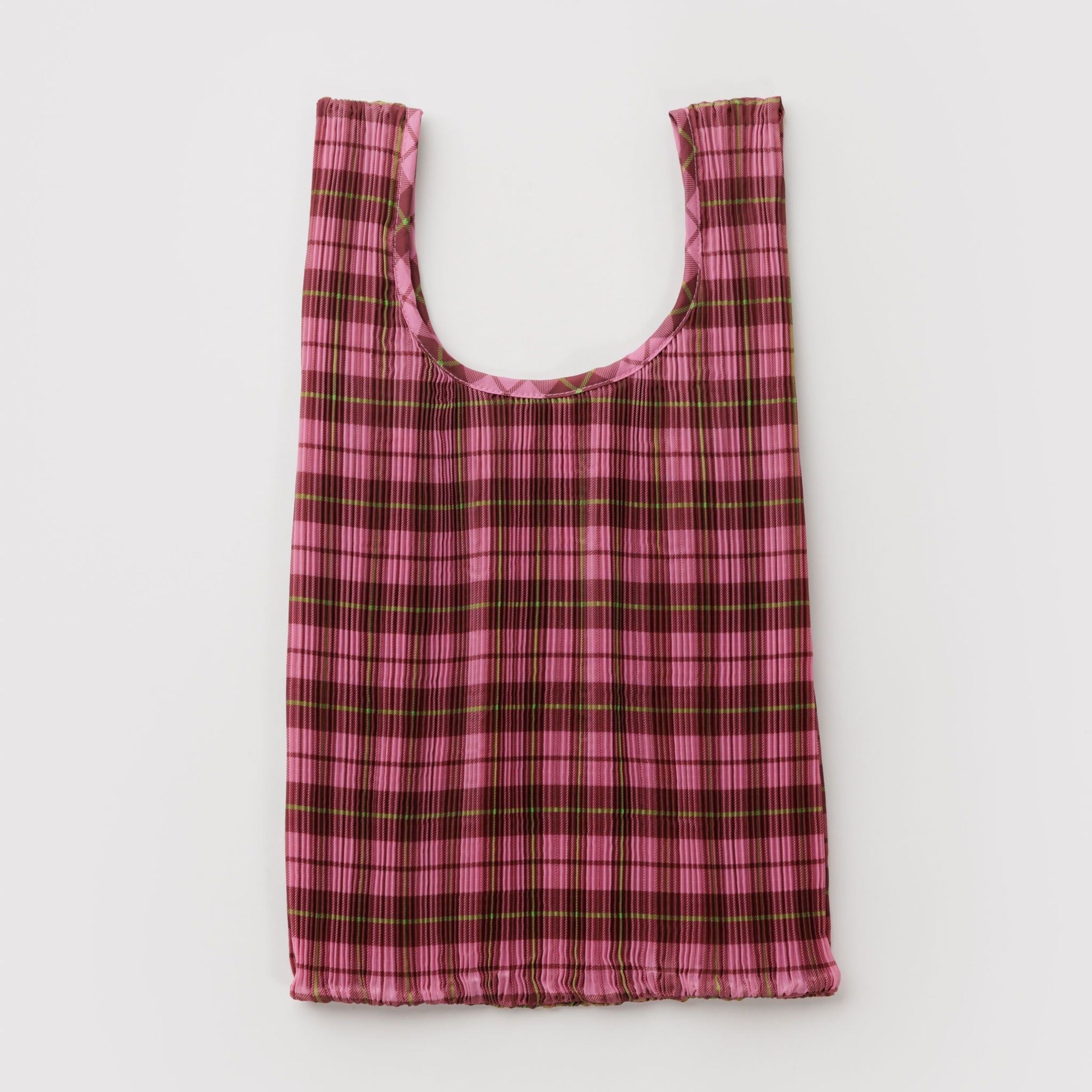 Baggu Pleated Baggu in Azalea Pink Tartan