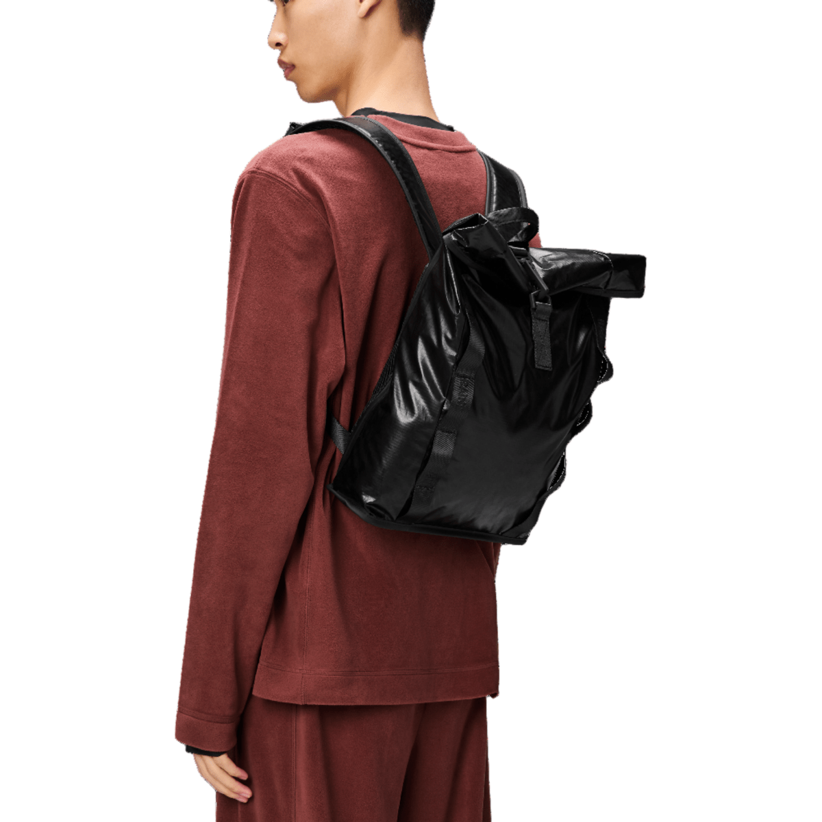 Rains Sibu Rolltop Rucksack Mini in Black - Getoutside Shoes