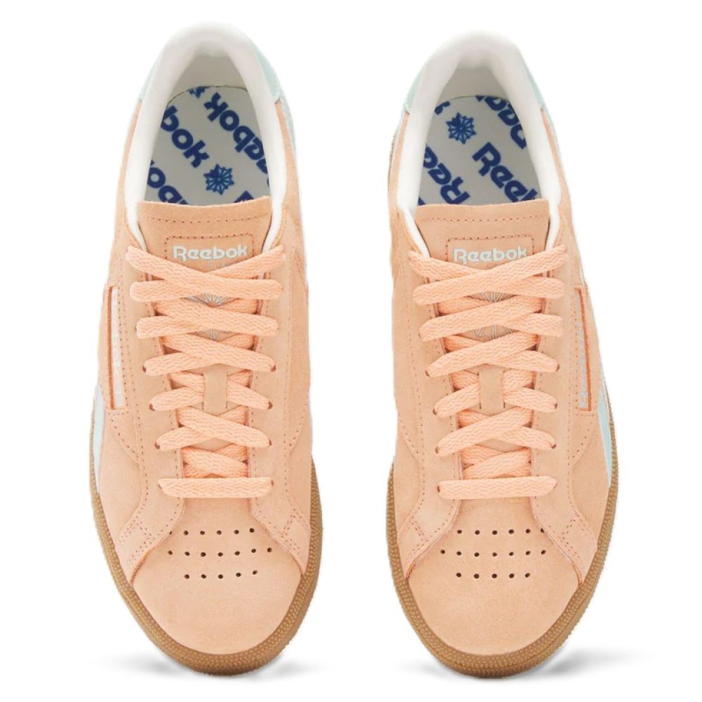 Reebok Women's Club C Grounds UK in Sun Kissed Orange/Glitch Aqua/Chalk White