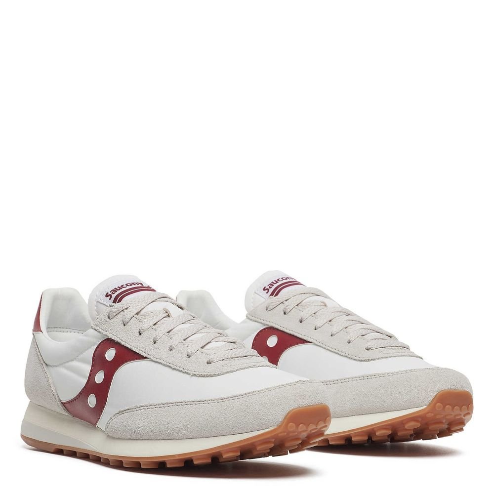 Saucony Trainer 80 in White/Maroon - Getoutside Shoes