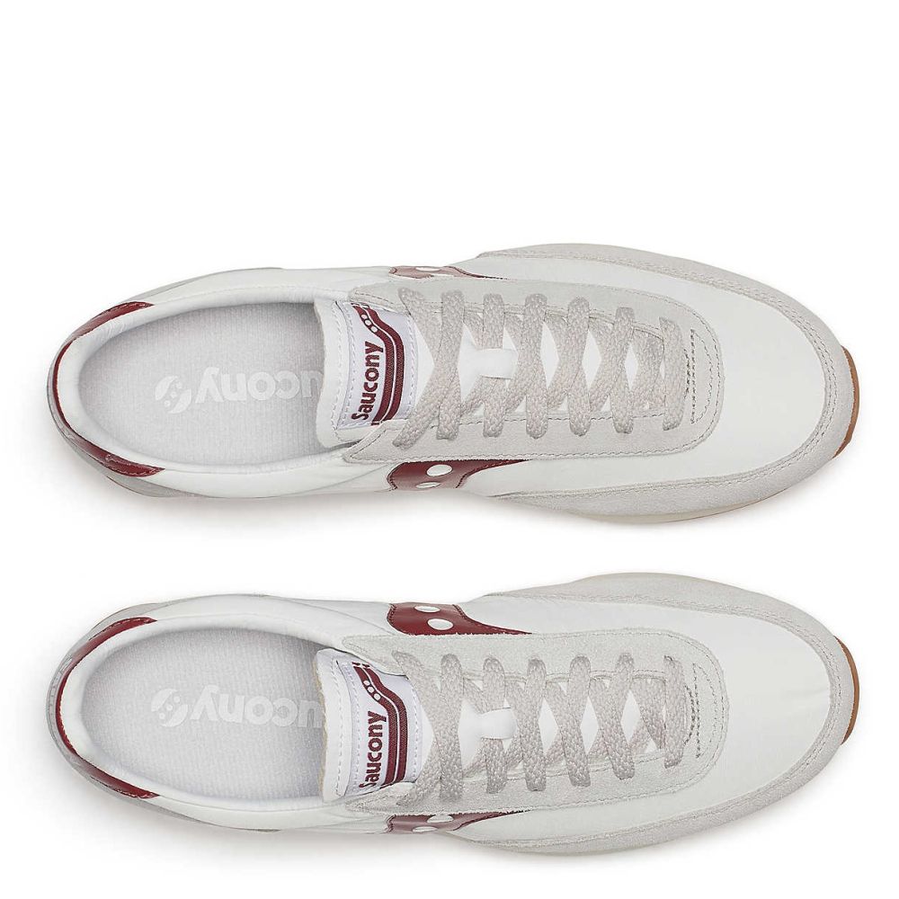 Saucony Trainer 80 in White/Maroon