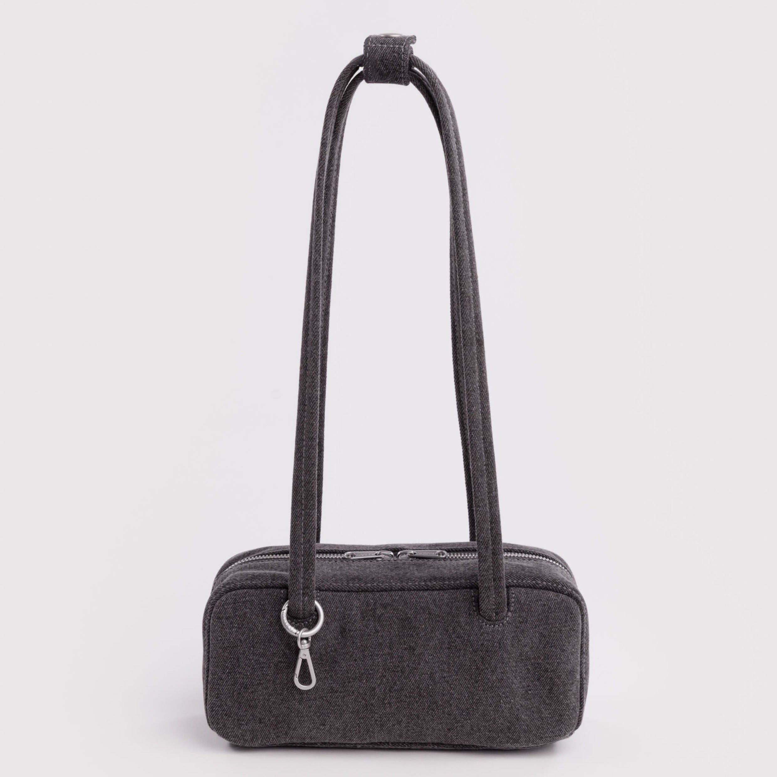 Baggu Small Denim Bowler Bag in Washed Black Denim