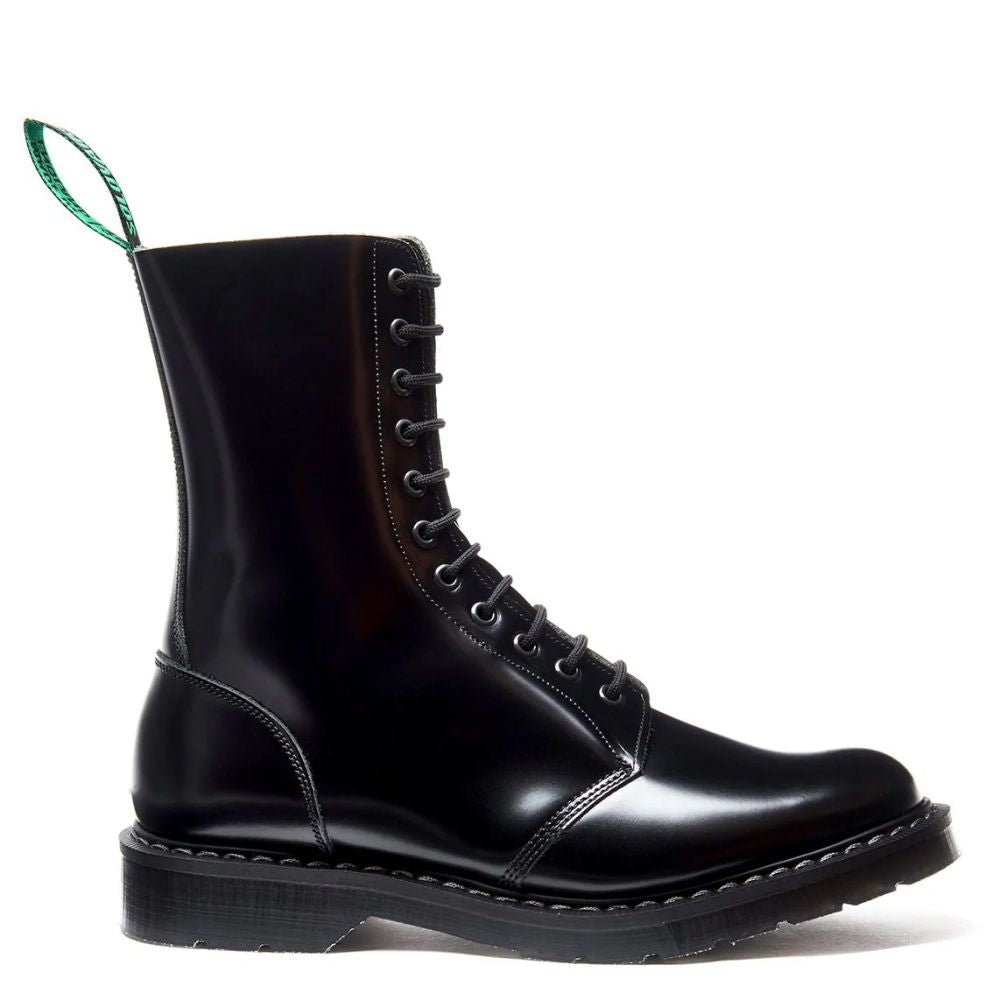 Solovair 11 Eye Astronaut Boot in Black Hi-Shine - Getoutside Shoes