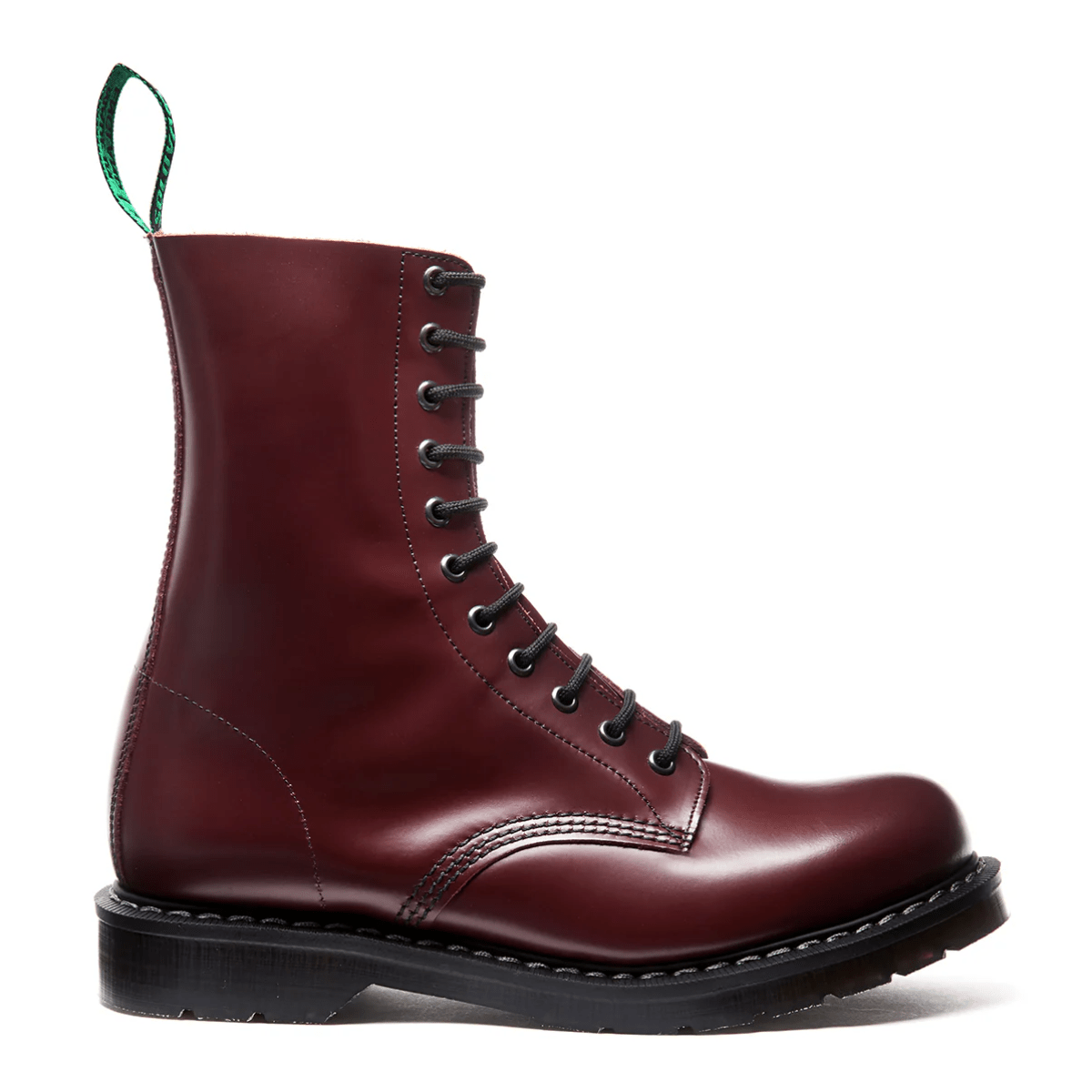 Solovair 11 Eye Derby Boot in Oxblood Hi-Shine - Getoutside Shoes