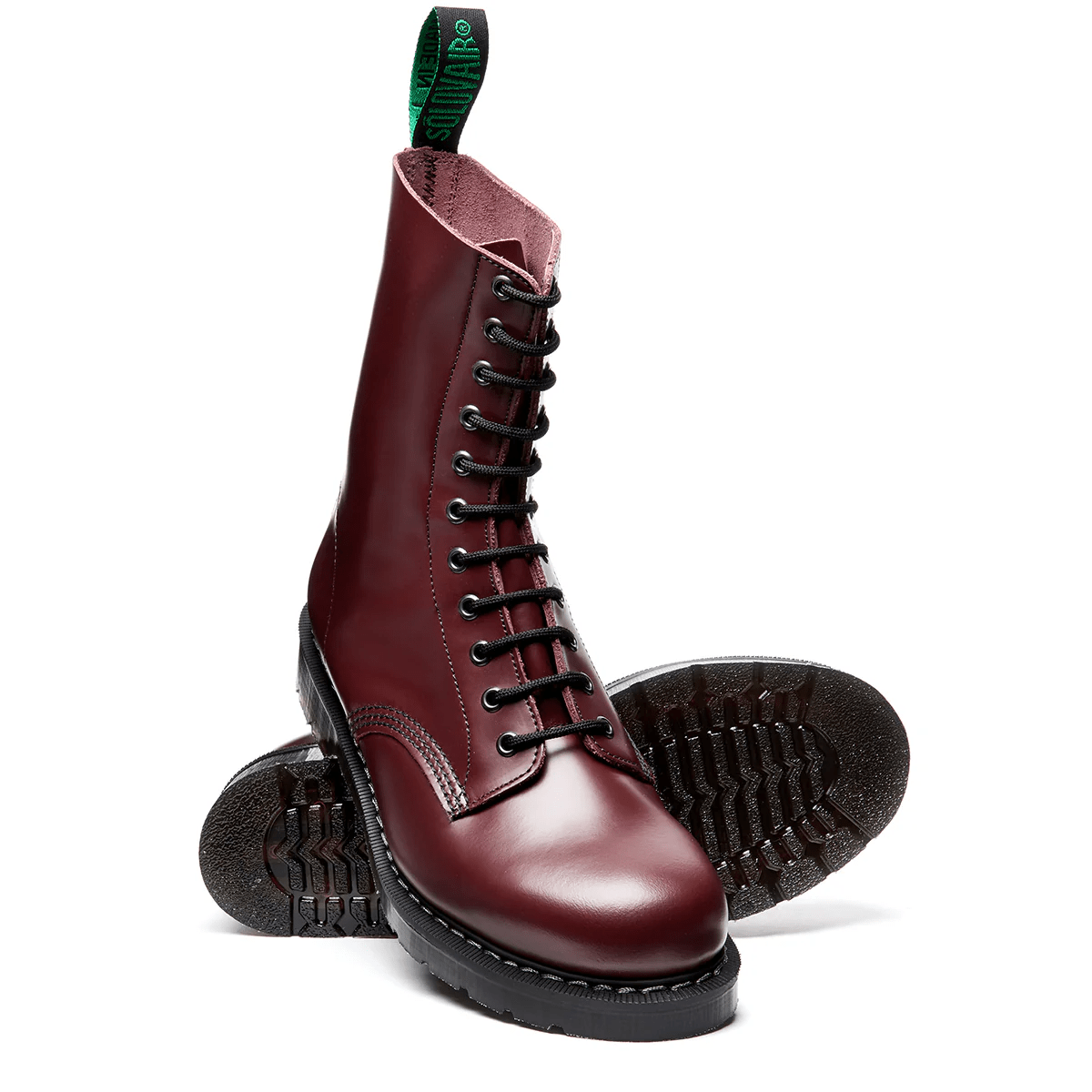 Solovair 11 Eye Derby Boot in Oxblood Hi-Shine - Getoutside Shoes
