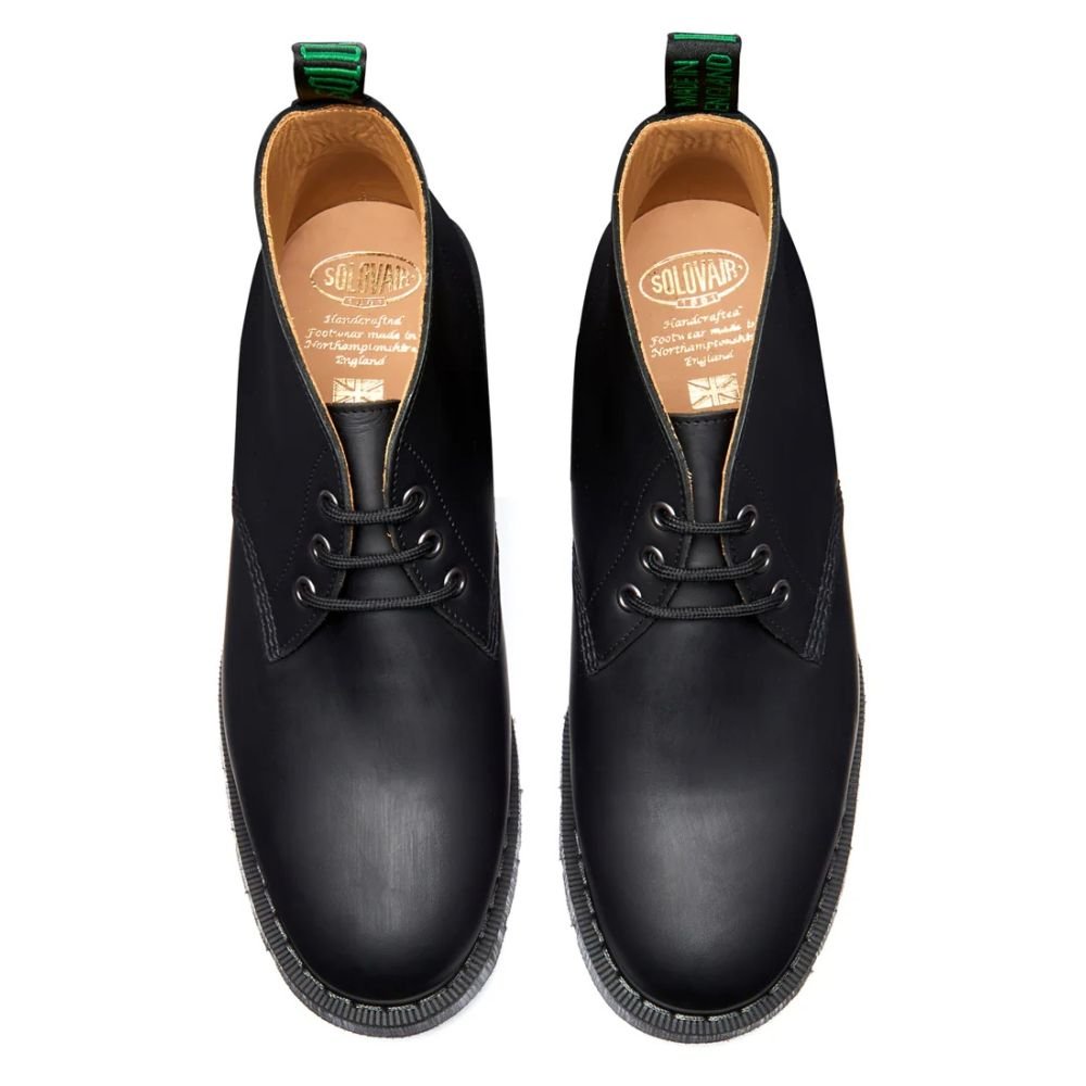 Solovair 3 Eye Chukka Boot in Black Greasy - Getoutside Shoes
