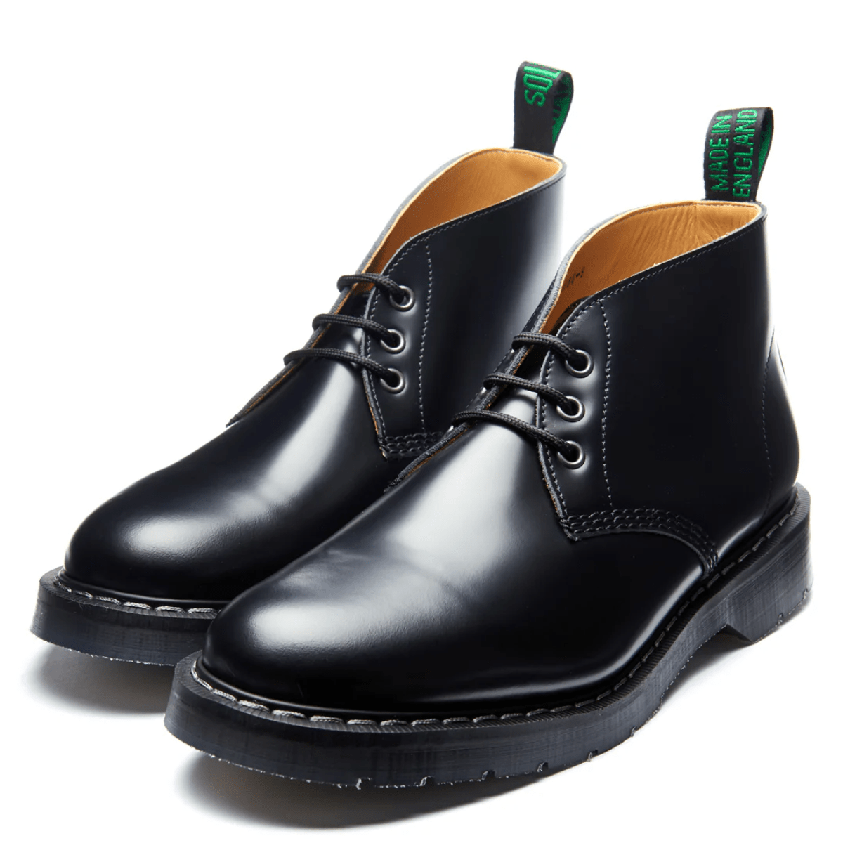 Solovair 3 Eye Chukka Boot in Black Hi - Shine - Getoutside Shoes