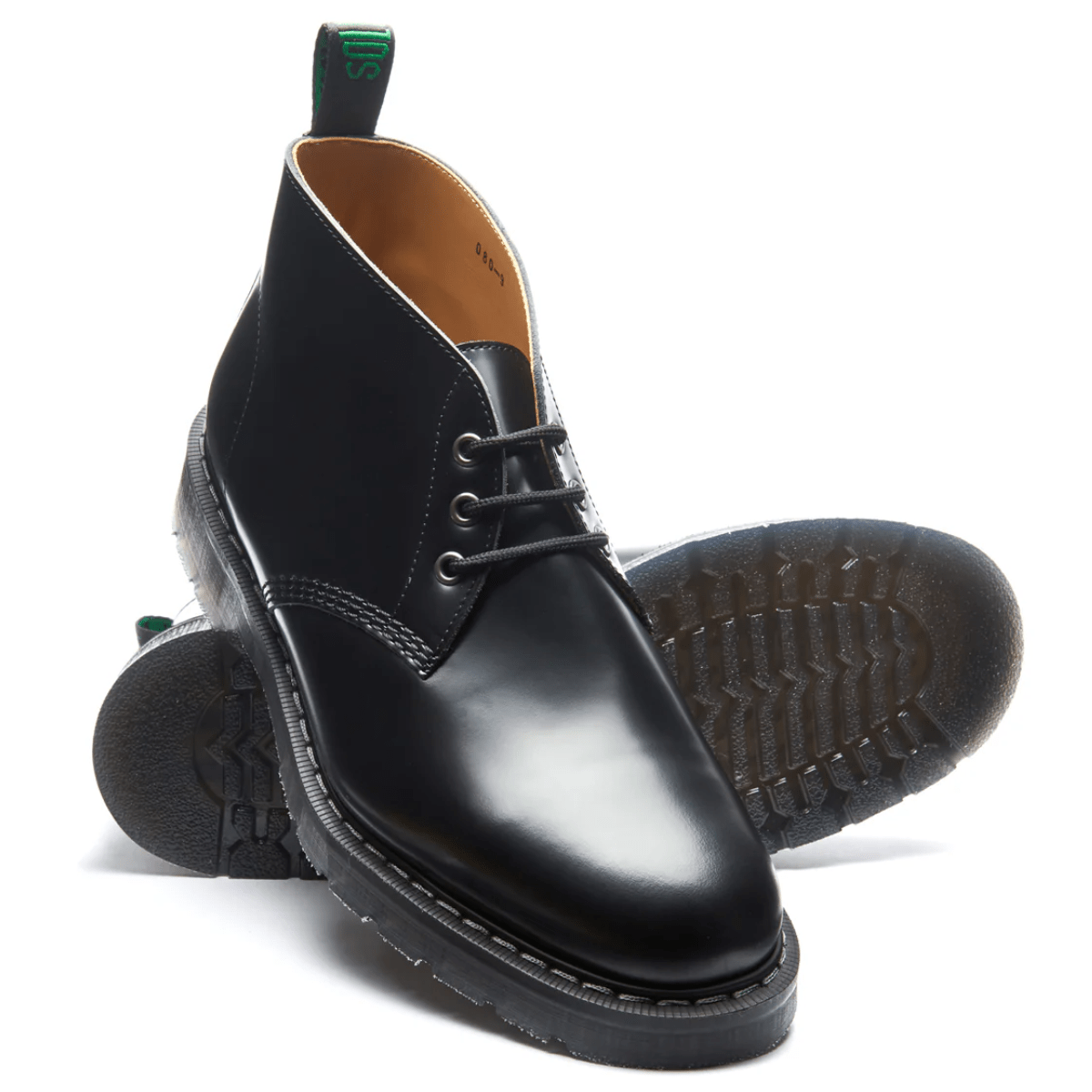 Solovair 3 Eye Chukka Boot in Black Hi - Shine - Getoutside Shoes