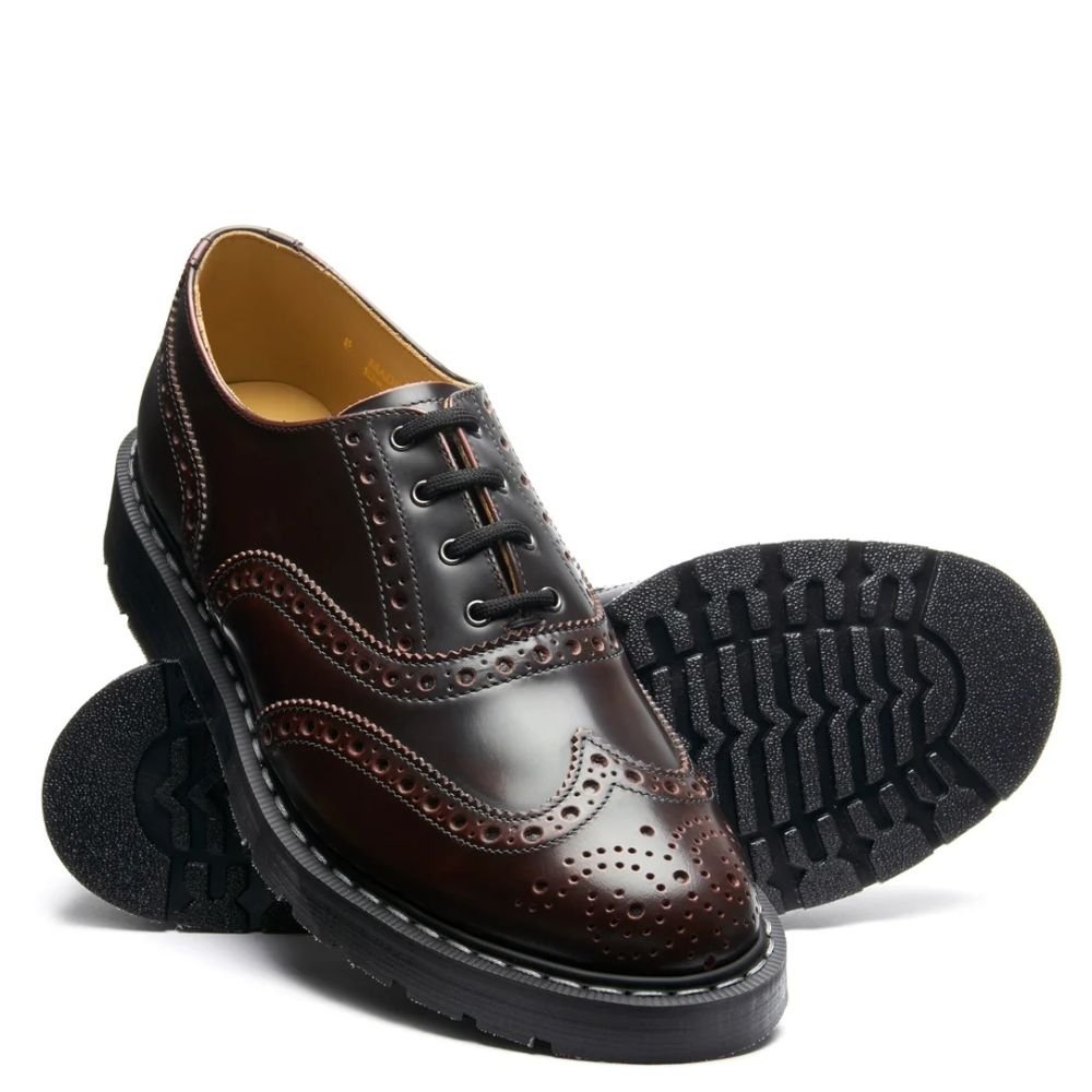 Solovair 4 Eye English Oxford Brogue in Burgundy Rub-Off - Getoutside Shoes