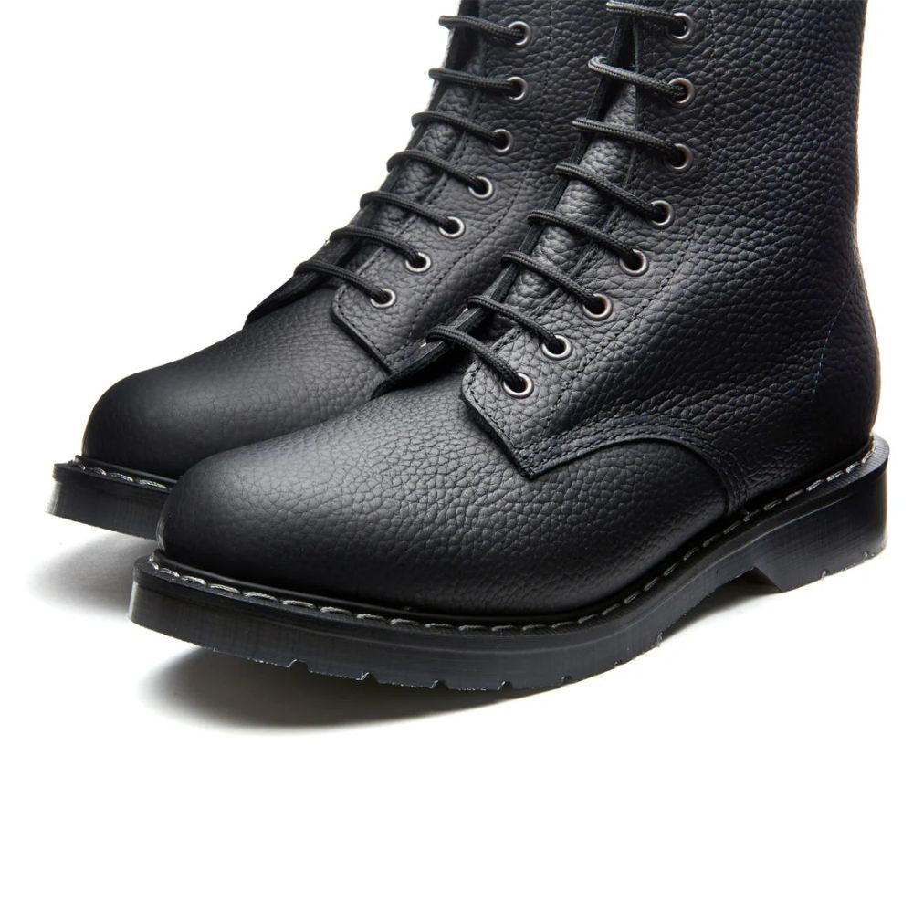 Solovair 8 Eye Derby Boot in Black Greasy Grain - Getoutside Shoes